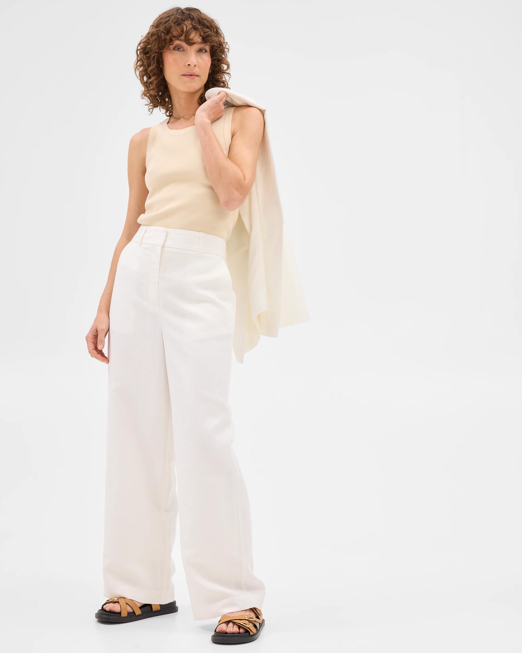 7 Linen Blend Wide Leg Pants - Preview PEARL, 7 of 7