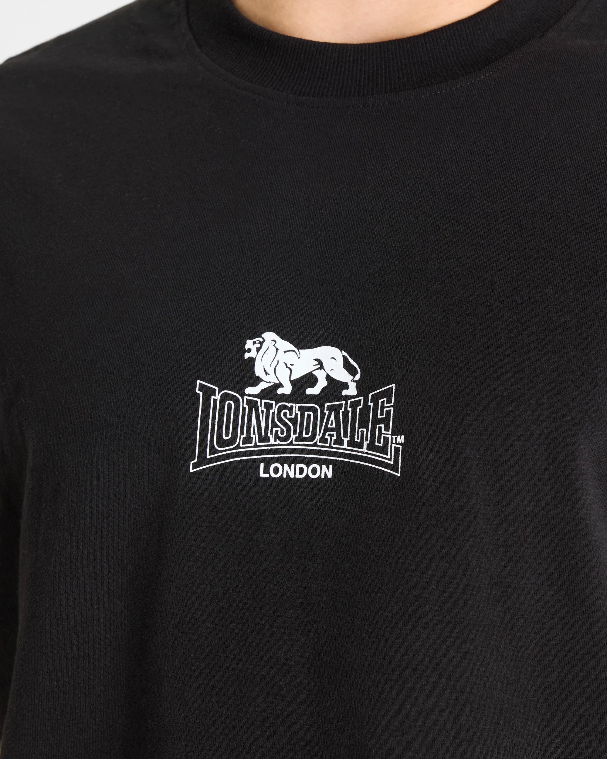 4 Lonsdale London Varsity Short Sleeve T-Shirt BLACK, 4 of 5