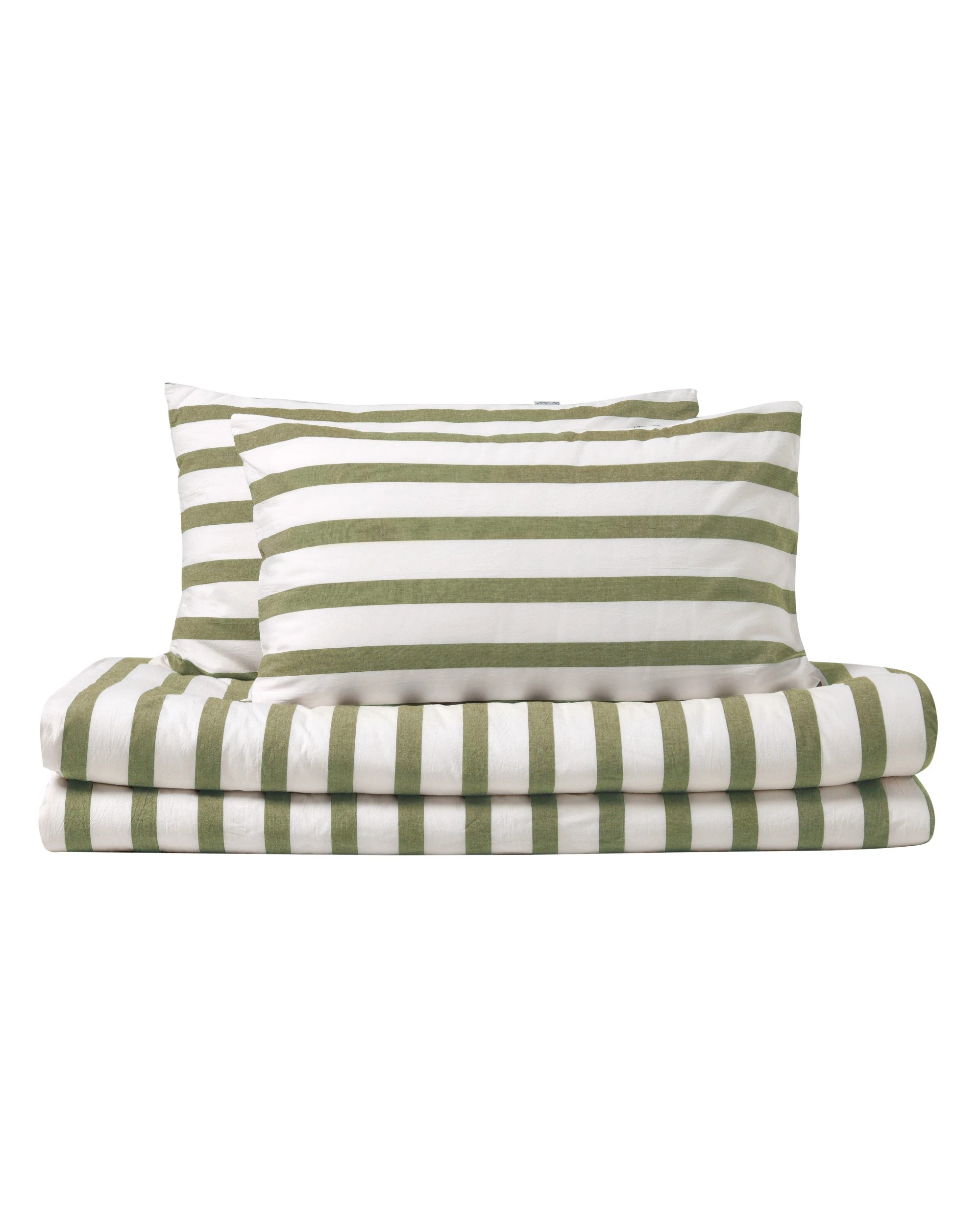 6 Dreamaker Cove Yarn Dyed Washed Cotton Striped Quilt Cover Set - King Bed - Olive, 6 of 7