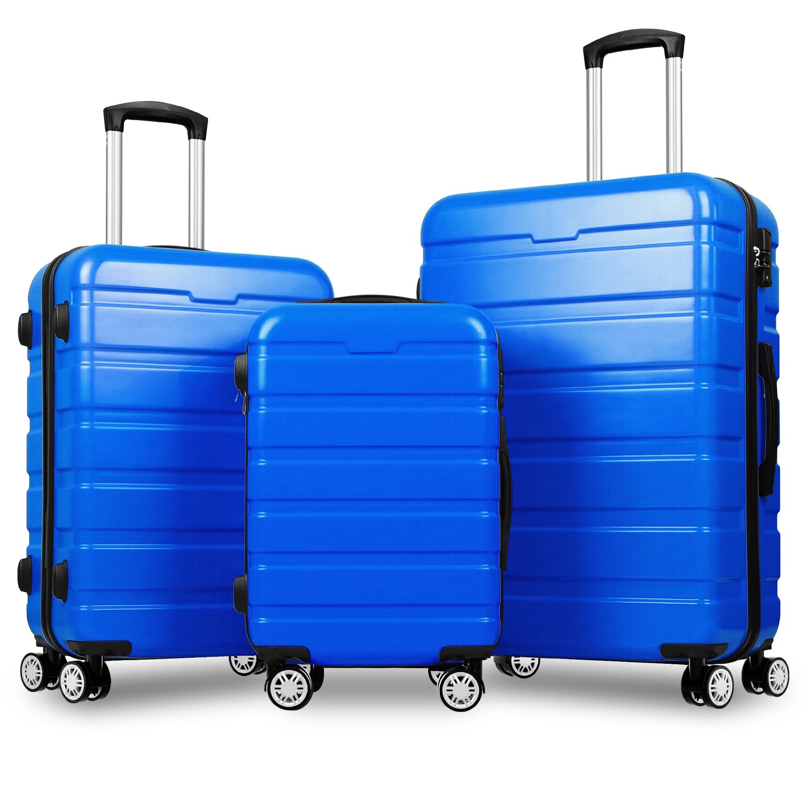 1 Alfordson Luggage 3PCS Set Suitcase Trolley TSA Carry on Hard Case - Blue, 1 of 10