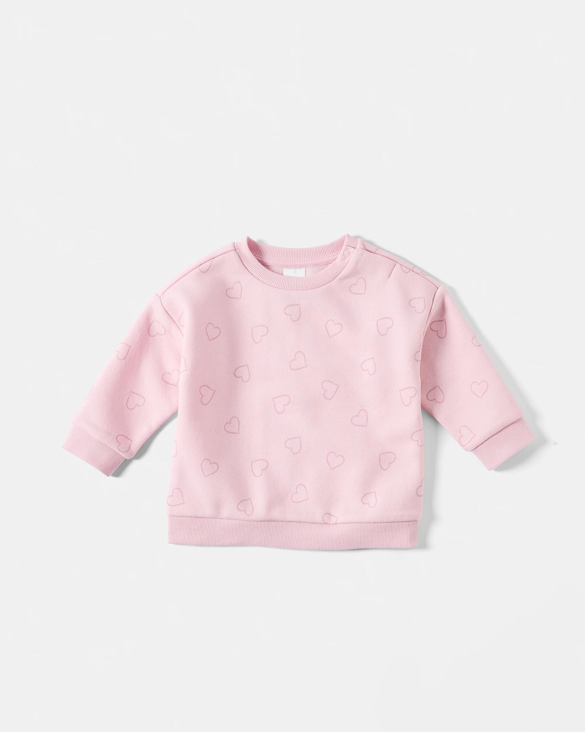1 Drop Shoulder Sweatshirt Pnk Heart, 1 of 3