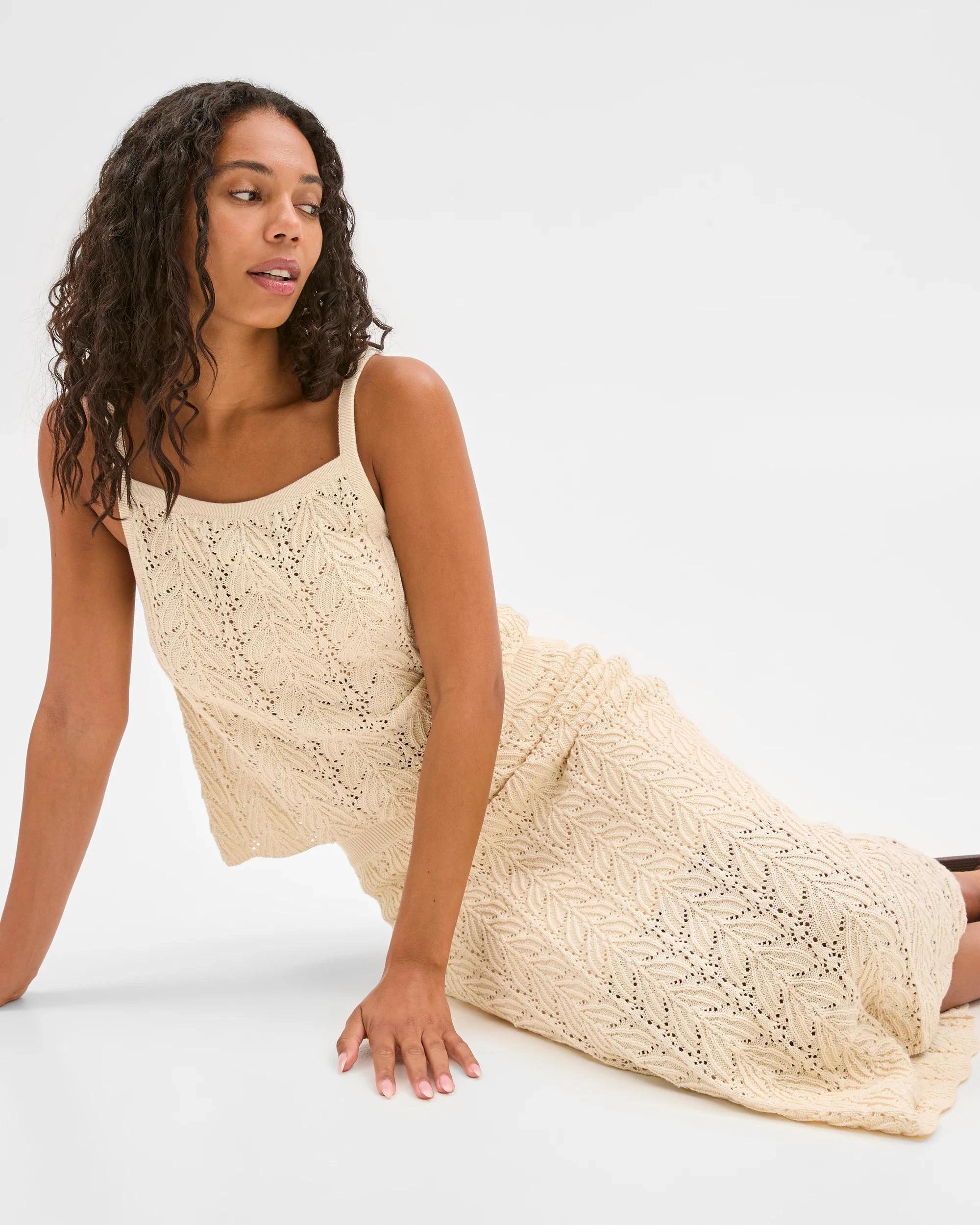 5 Target Australian Cotton Knitted A-Line Crochet Skirt NATURAL, 5 of 8