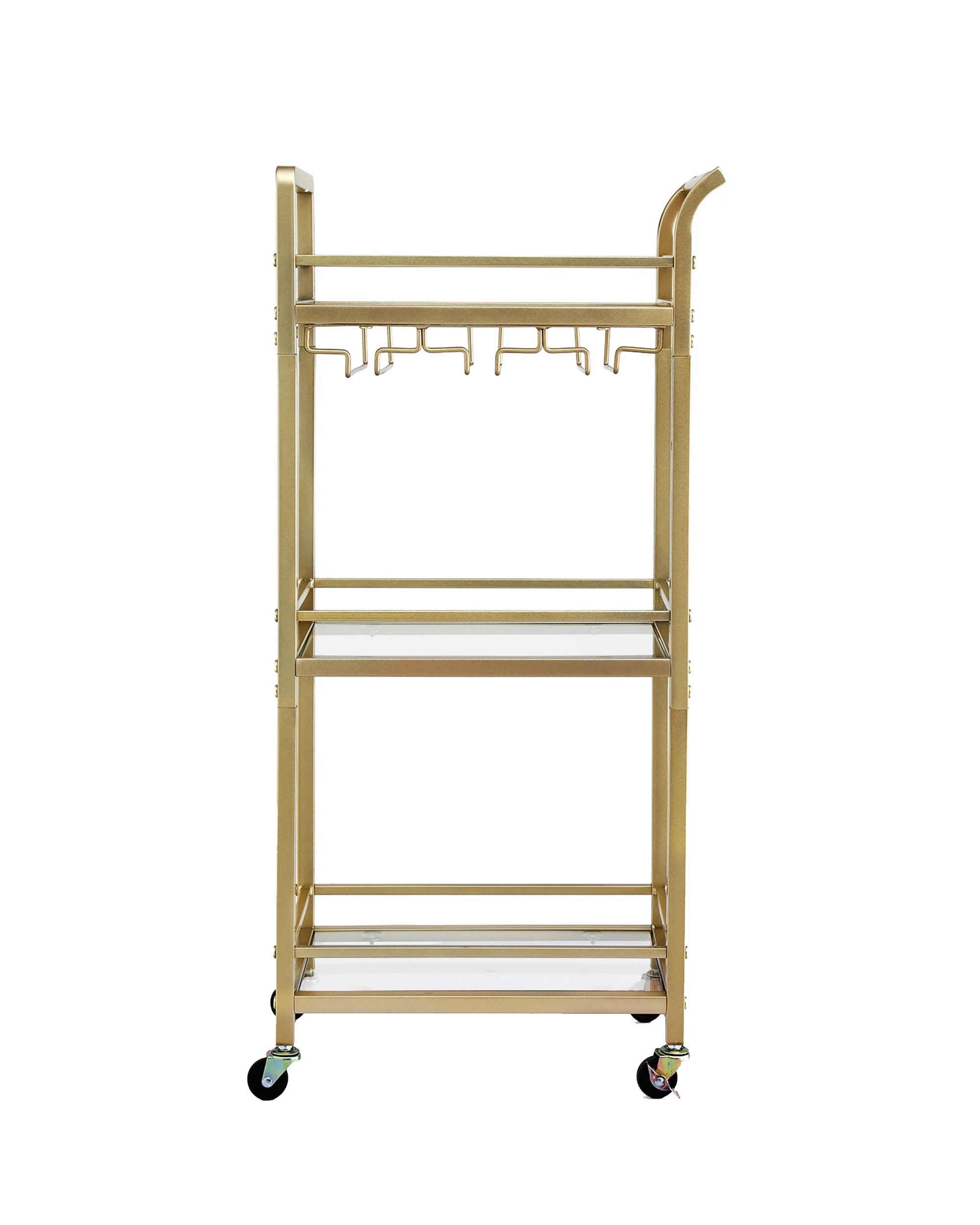 4 Artiss Bar Cart Drinks Trolley Serving Wine Glass Holder Rack Cocktail 43cm - Gold, 4 of 7