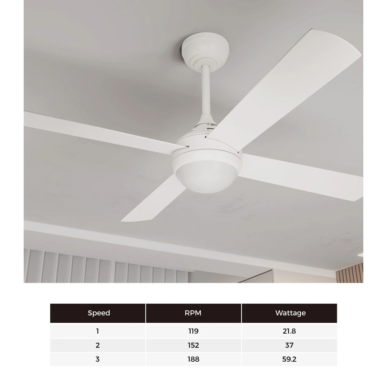 4 Vevare 52" Ceiling Fan AC Motor with LED Light & Remote Control, 4 of 10