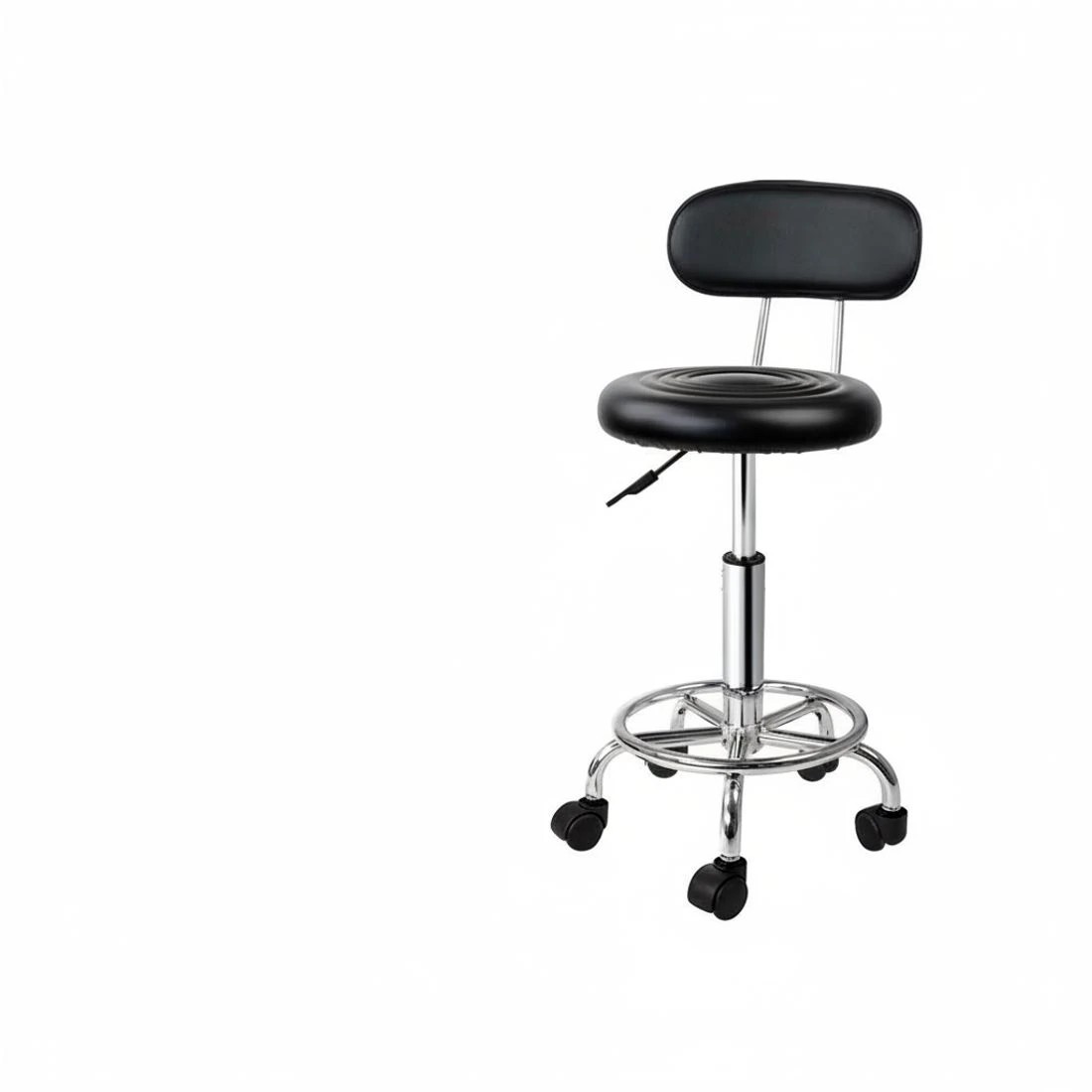 3 Artiss 2x Salon Stool Swivel Chair Backrest - Black, 3 of 5