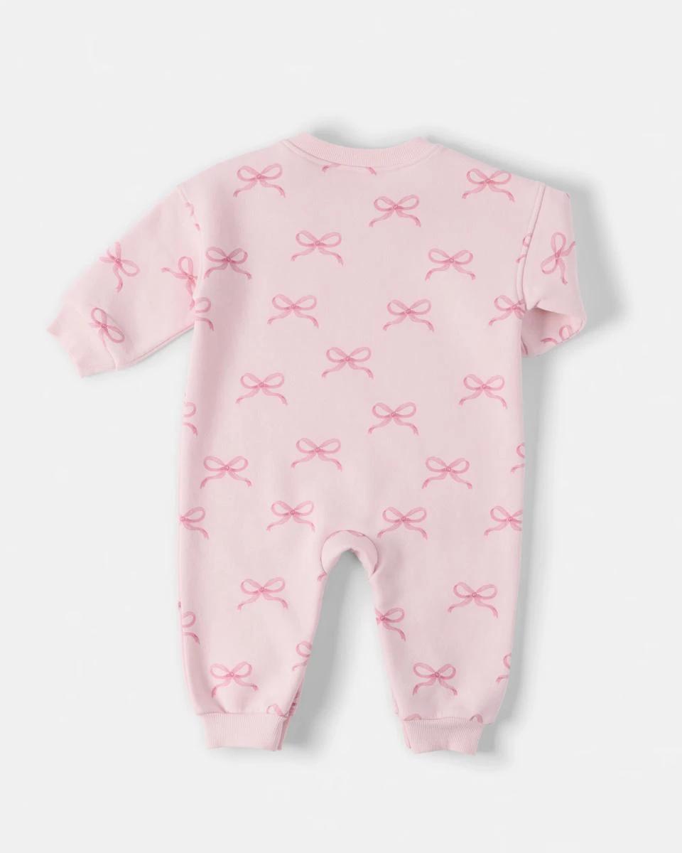 2 Australian Cotton Fleece Coverall Pink Bows, 2 of 4