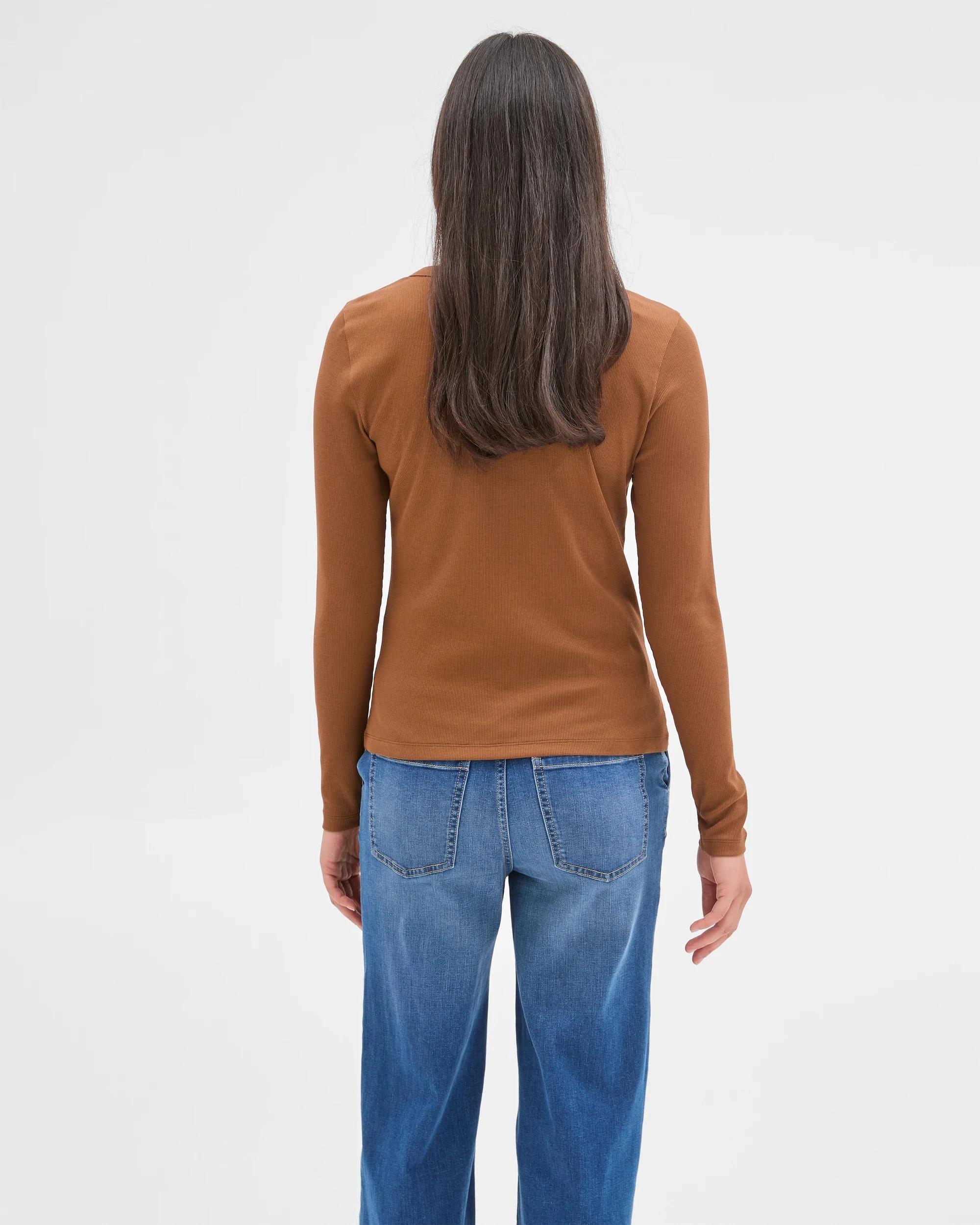 7 Target Woman Australian Cotton Long Sleeve Rib Henley T-Shirt COCONUT SHELL, 7 of 7