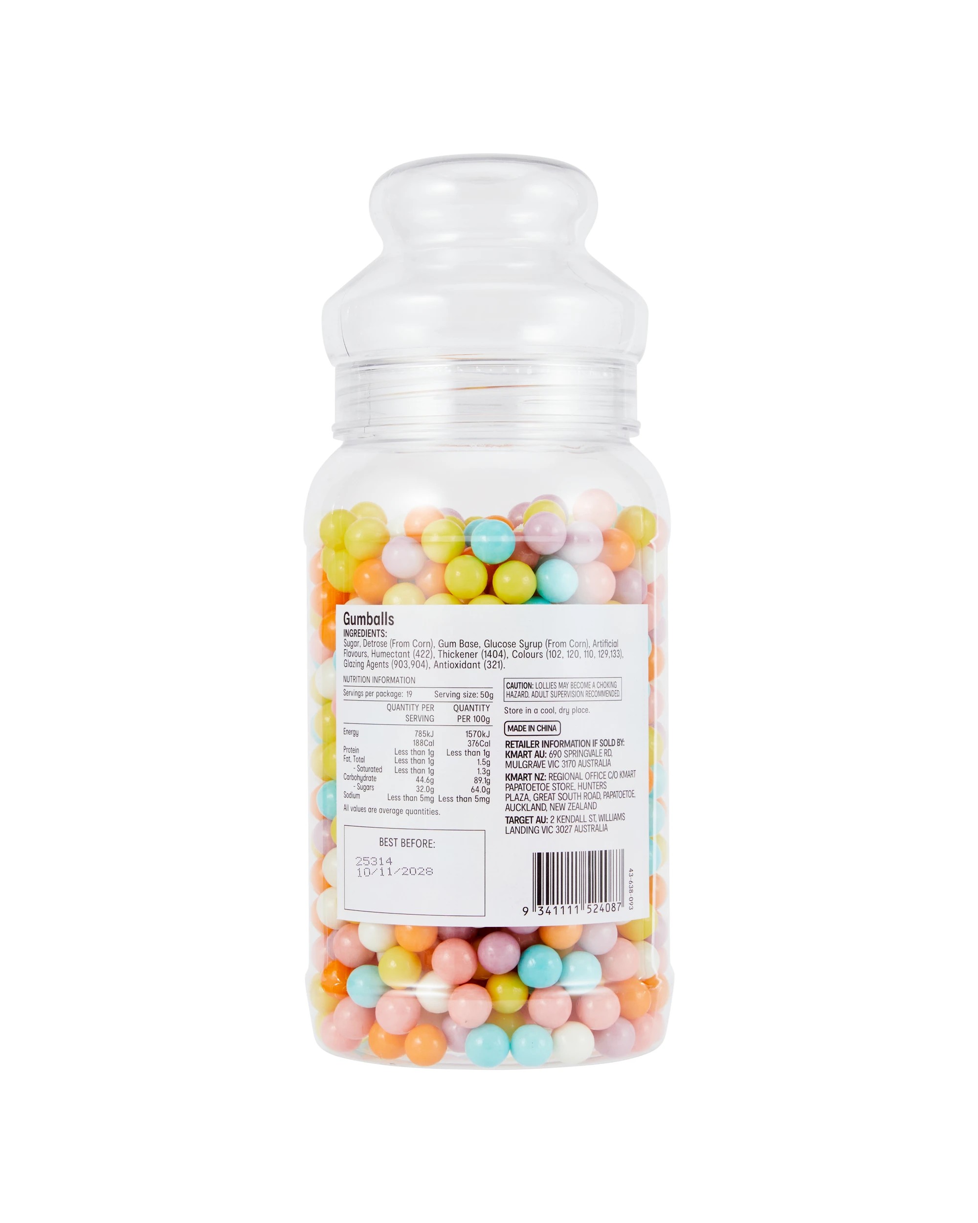 5 Assorted Fruit Flavours Gumballs 950g, 5 of 5