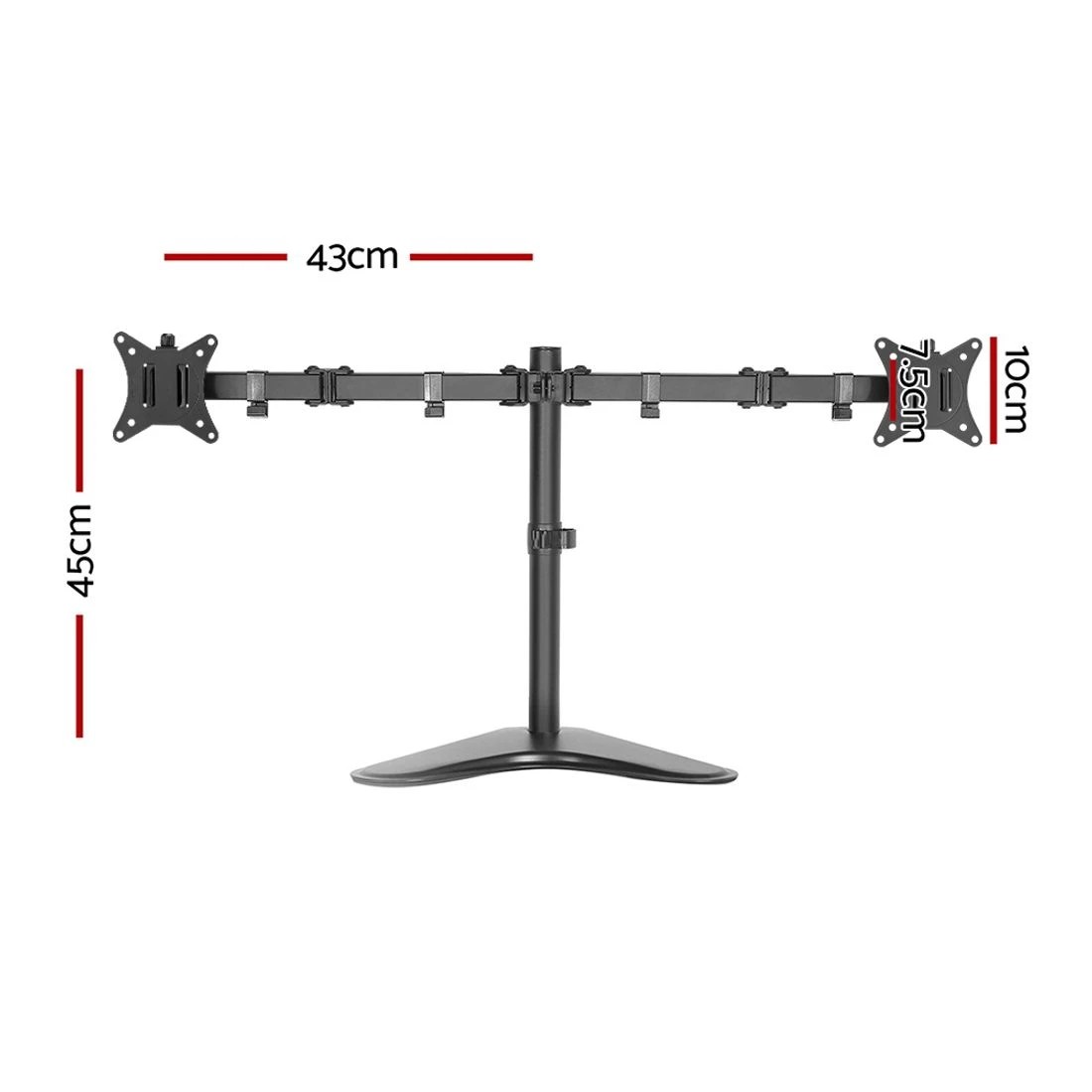 3 Artiss Monitor Stand Arm Dual Hd Led Tv Freestanding Mount Holder 2 Arm Display
 - Black, 3 of 8