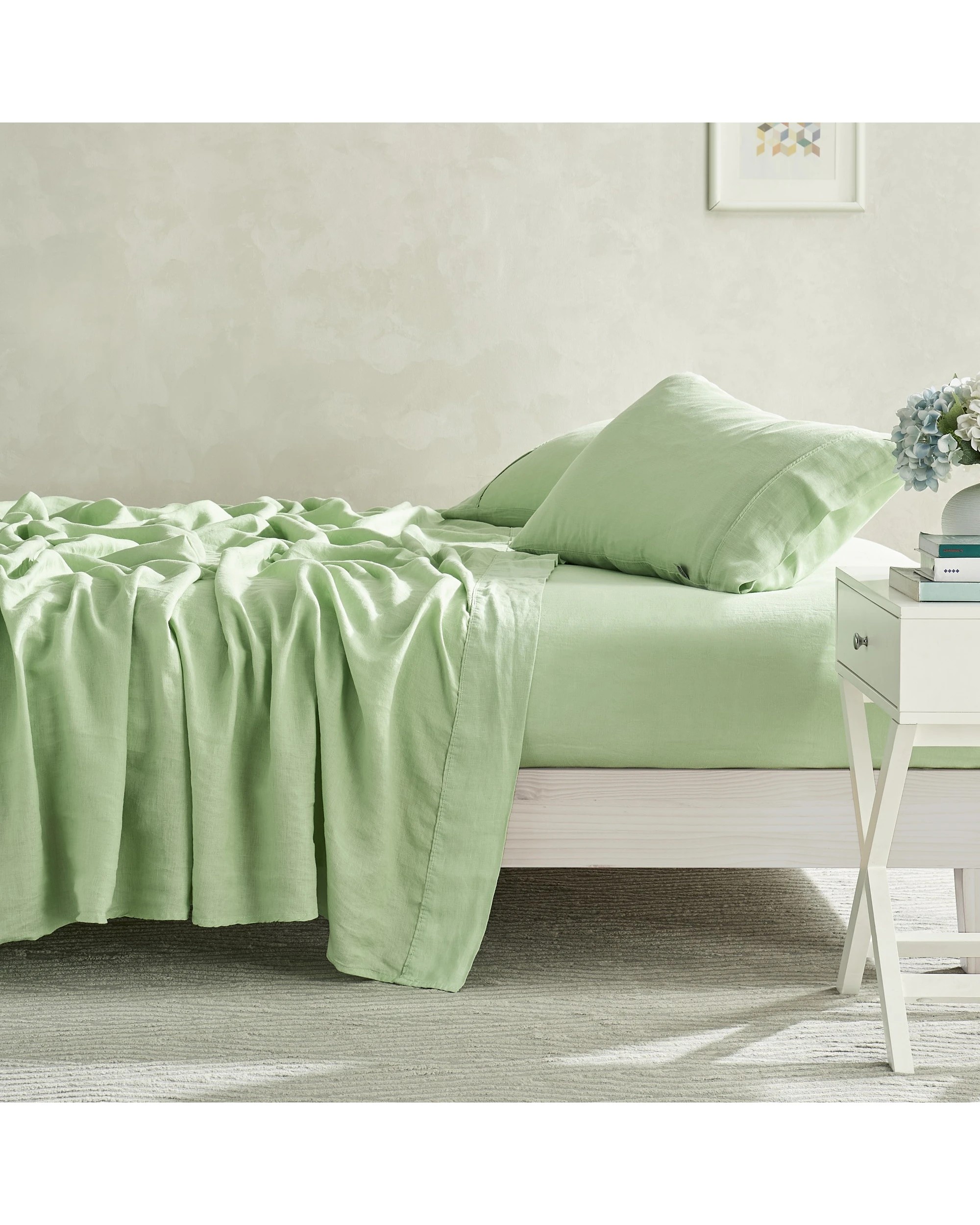 3 Natural Home 100% European Flax Linen Sheet Set - Single Bed - Sage, 3 of 10