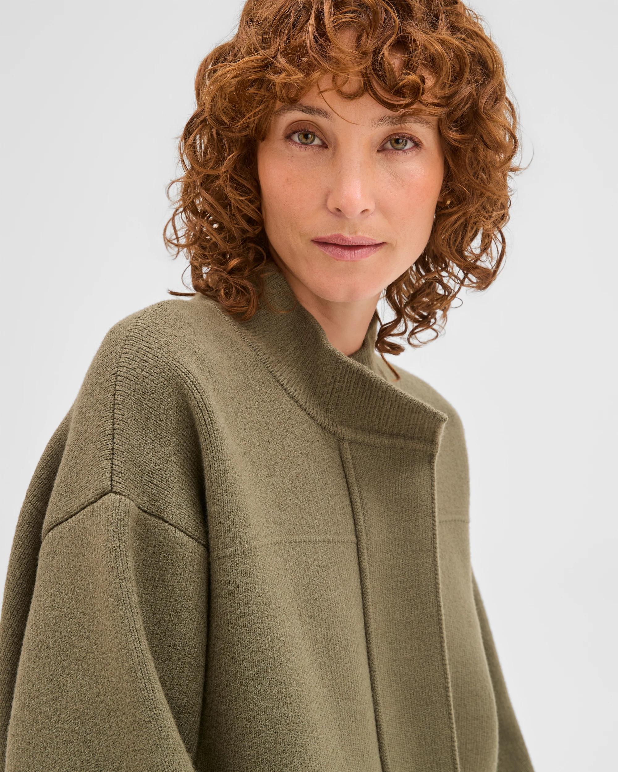 6 Target Woman Clean Knit Button Through Bomber Jacket DUSTY OLIVE, 6 of 7