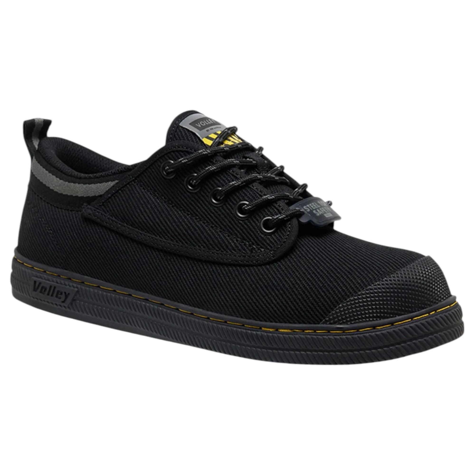 6 Volley Safety Steel Cap Mens Toe Caps s Work Lace Shoes - Black/Grey BLACK/GREY, 6 of 6
