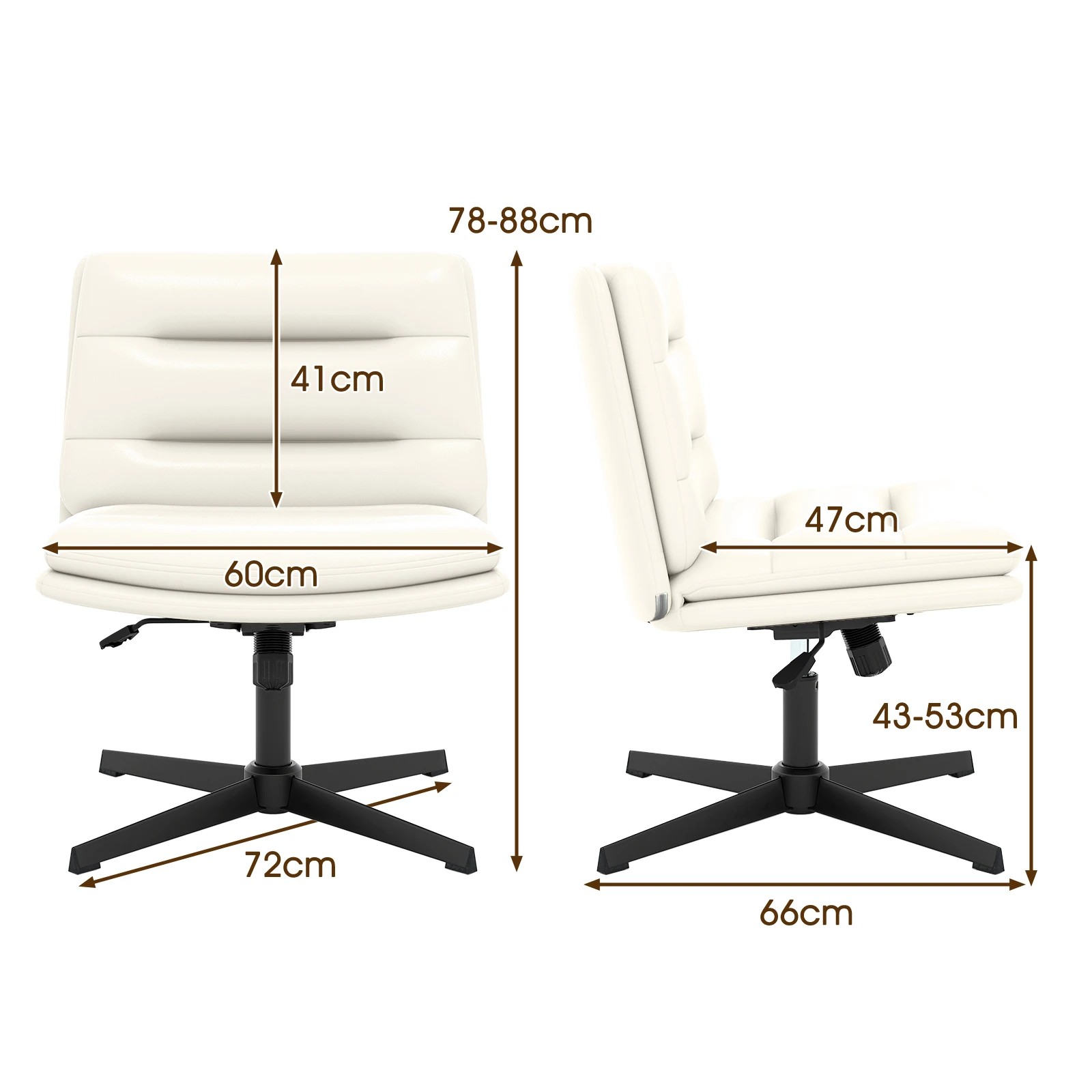 4 Costway Criss Cross Legged Chair PU Leather Home Office Computer Desk Chair Swivel Makeup Vanity Chair, 4 of 4