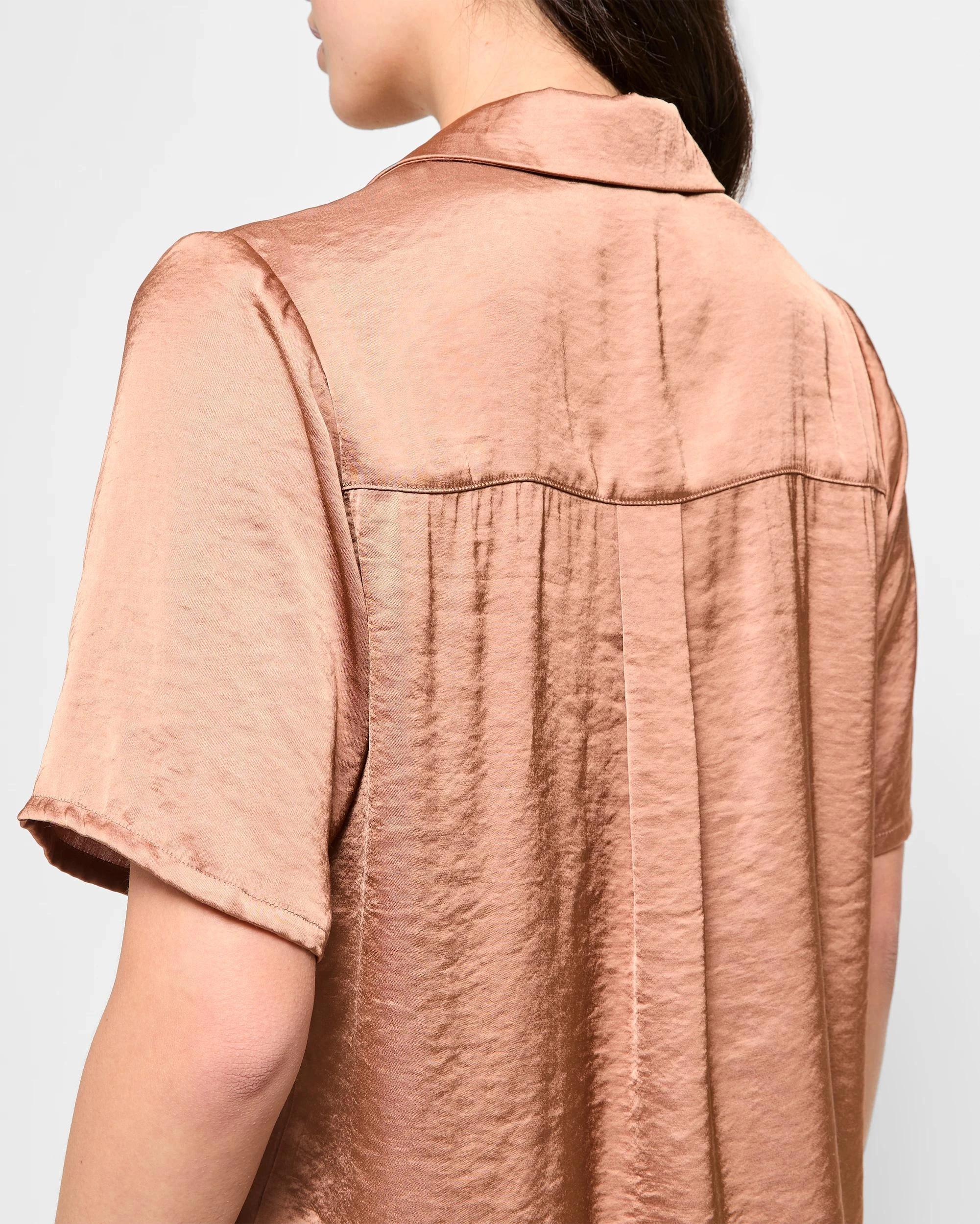 5 Crushed Satin Shirt - Preview TAWNY BROWN, 5 of 5
