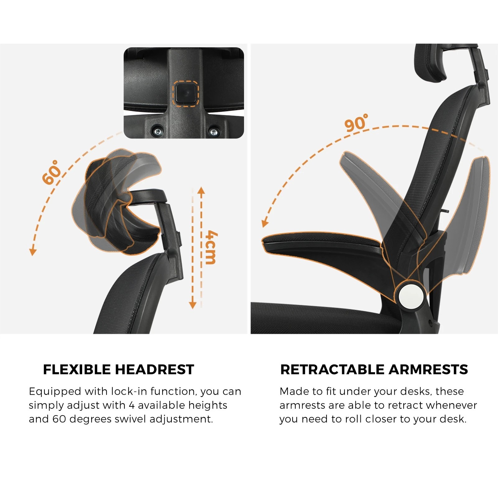 3 Oikiture Mesh Office Chair Fabric
 - Black, 3 of 9