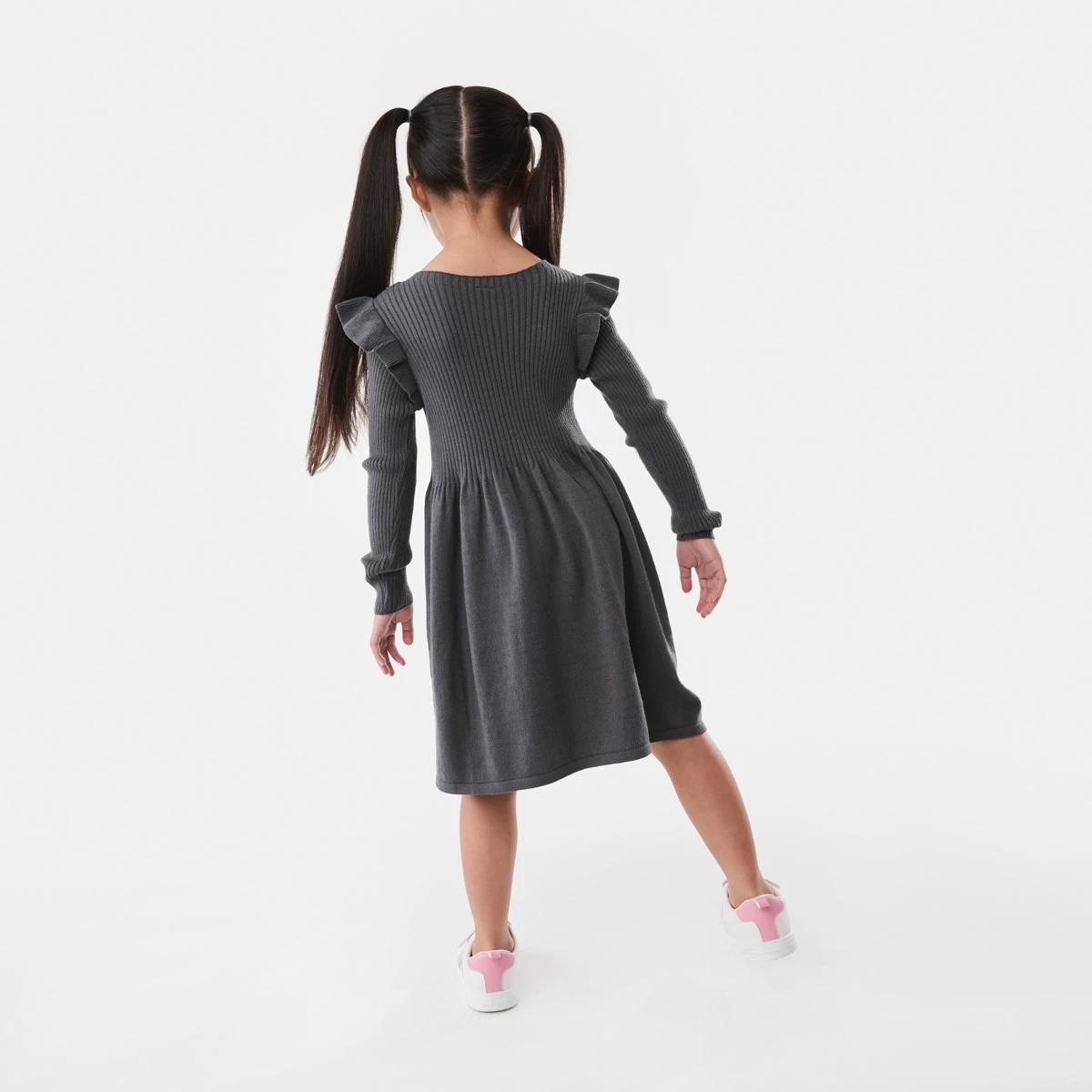 8 Long Sleeve Viscose Knit Dress Nine Grey, 8 of 10