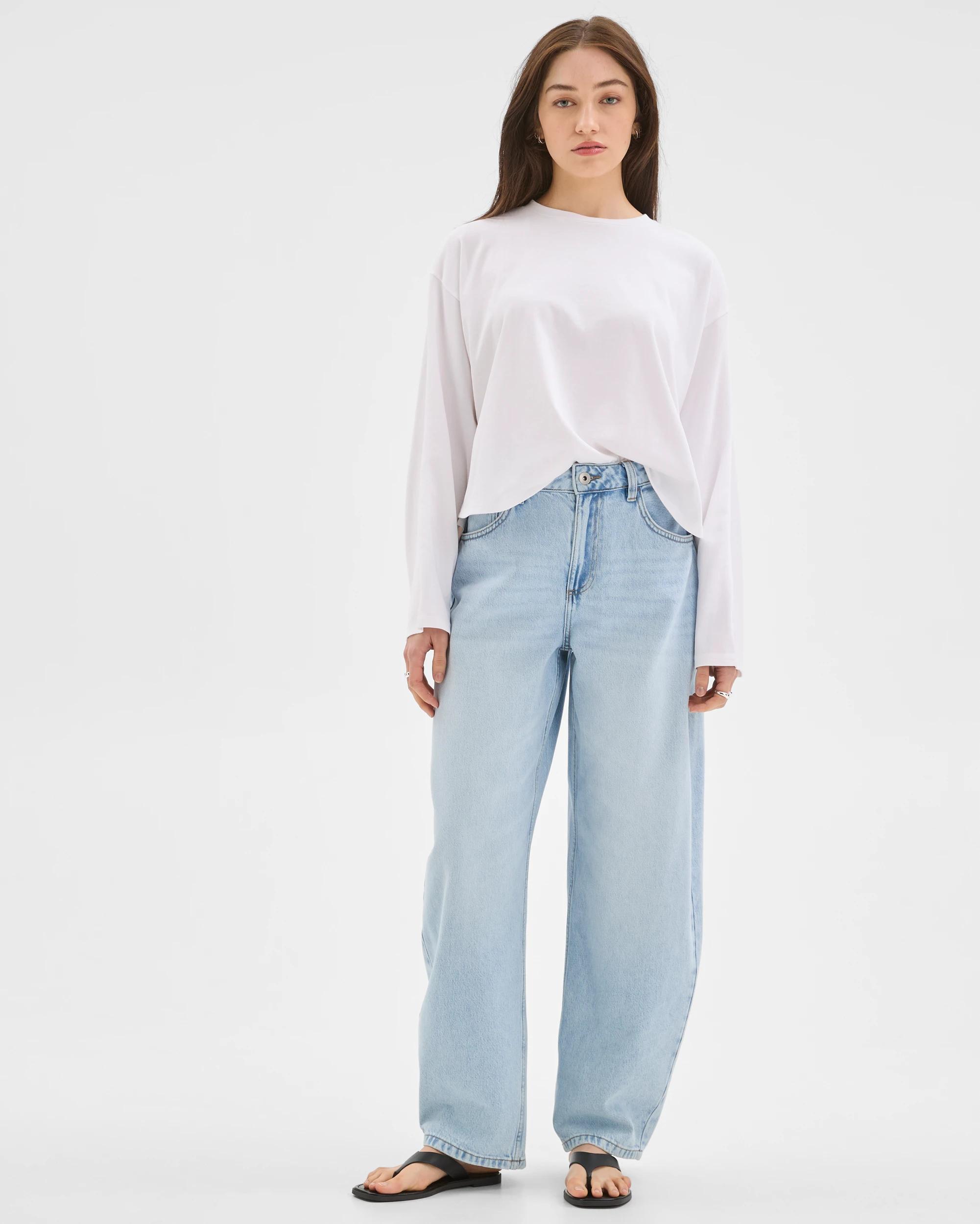 2 Lily Loves Australian Cotton Blend Bow Leg Denim Jeans PRATO BLUE, 2 of 7
