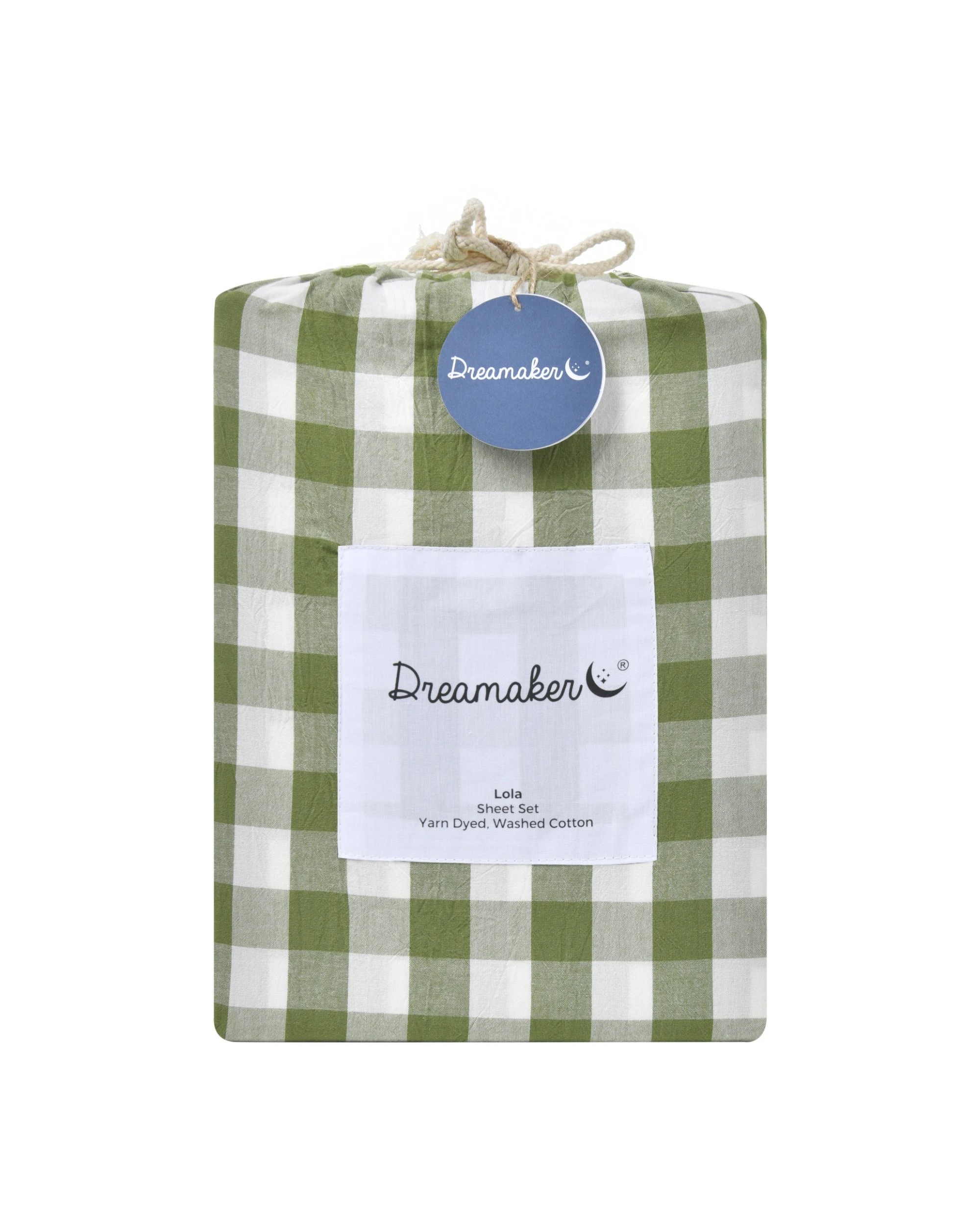 7 Dreamaker Lola Yarn Dyed Washed Cotton Gingham Sheet Set - Single Bed - Olive, 7 of 7