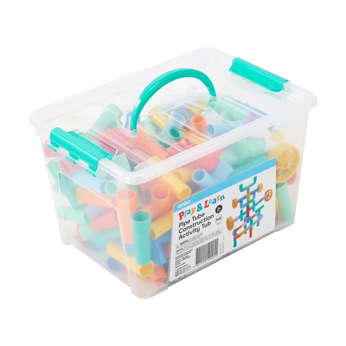 2 168 Piece Play and Learn Pipe Tube Construction Activity Tub, 2 of 9
