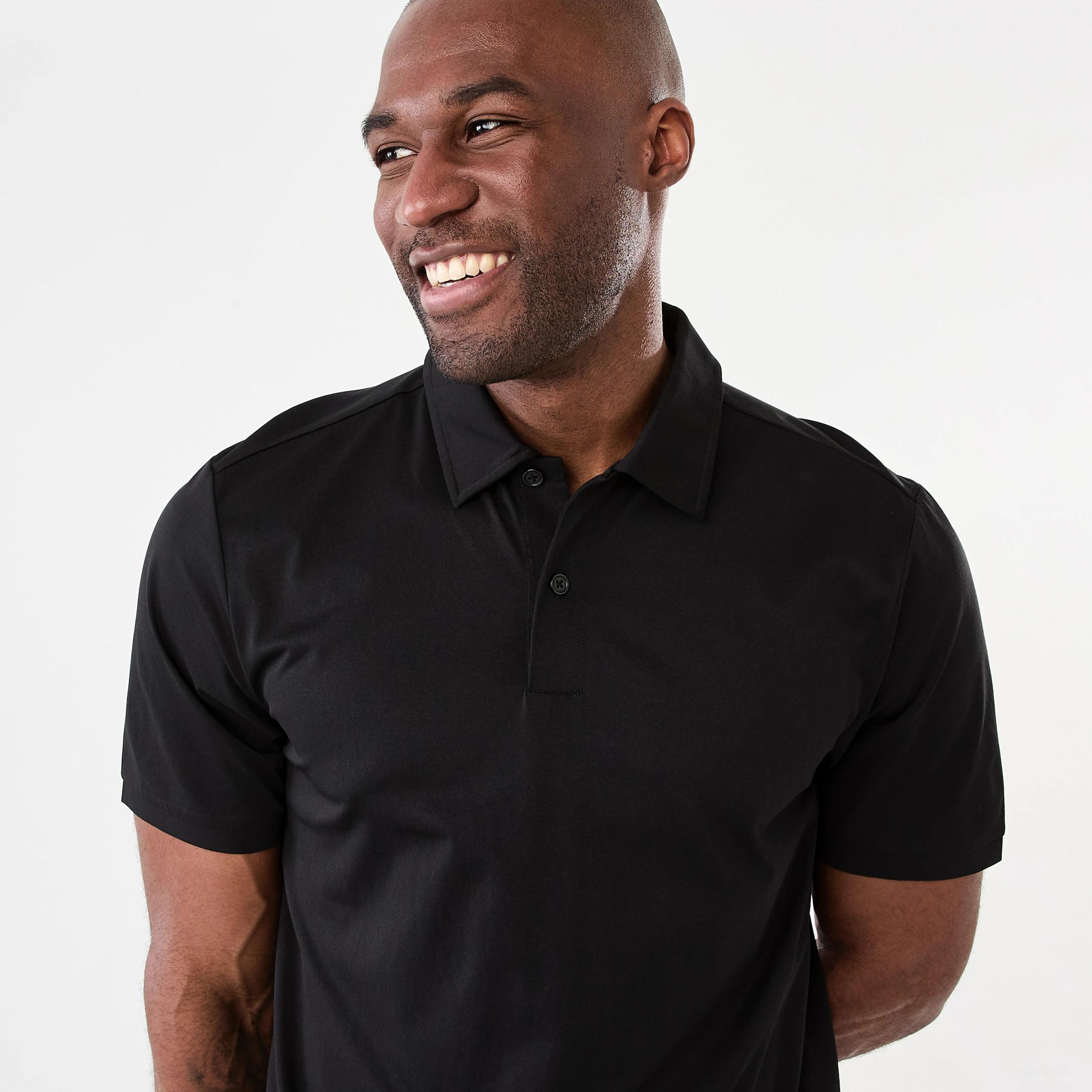 4 Active Mens Regular Training Polo Shirt BLACK, 4 of 6