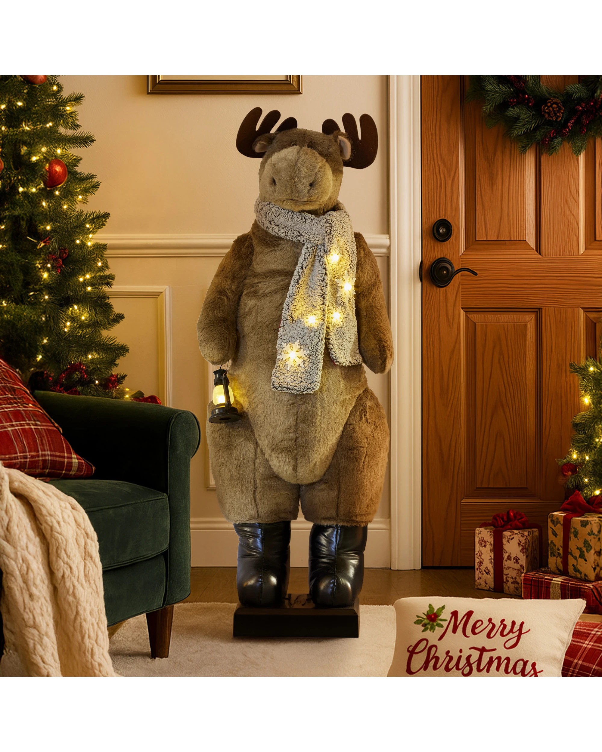 4 Christabelle 1.5m Musical LED Animated Christmas Moose Decoration Light-Up Lantern Ornament, 4 of 4