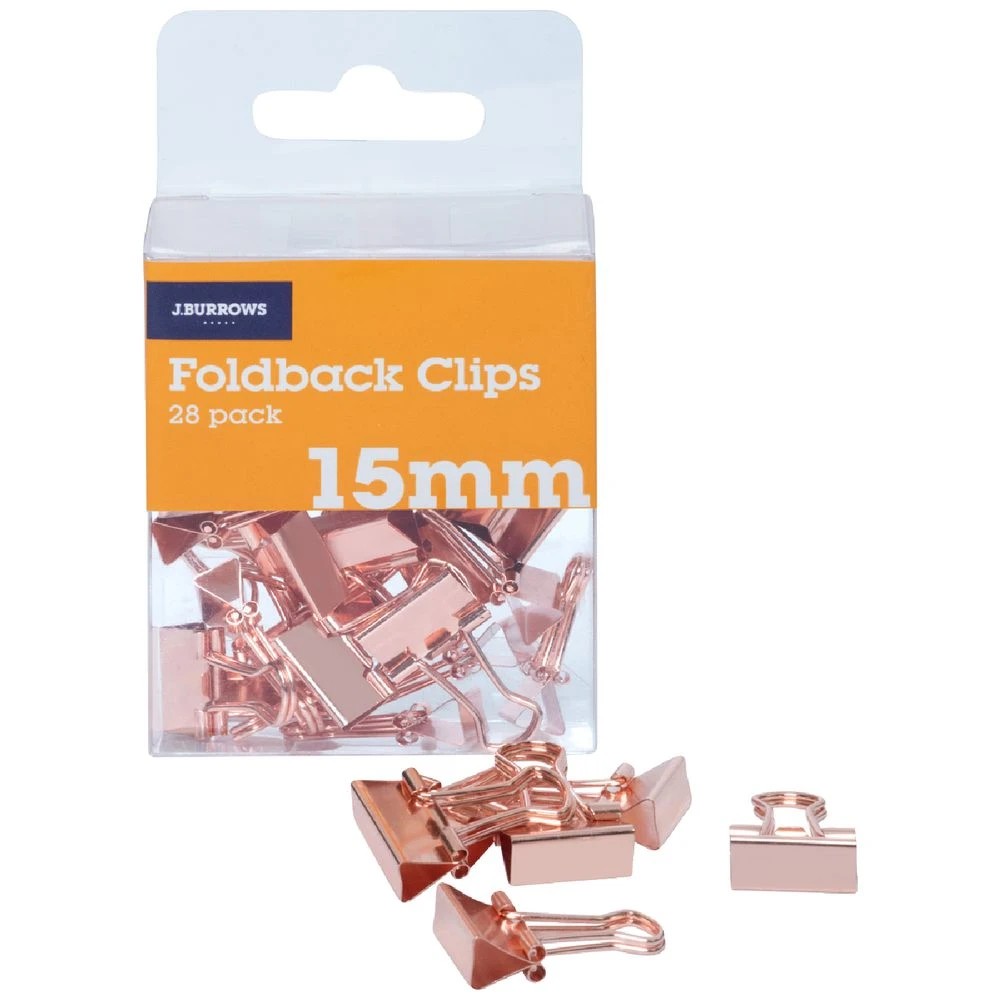1 J.Burrows 15mm Foldback Clips 28 Pack, 1 of 3