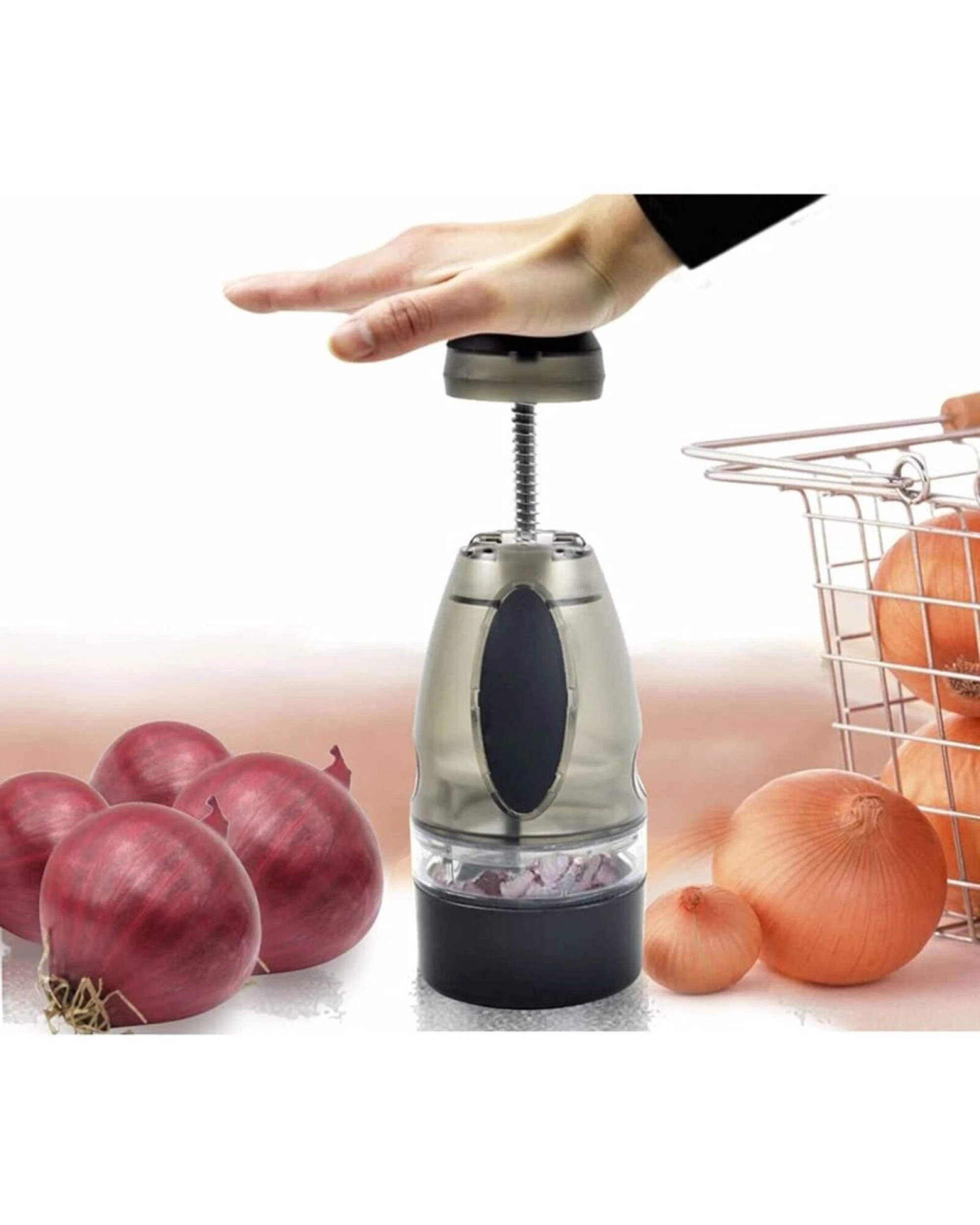 2 BR Home Vegetable Chopper and Garlic Slicer with Push Cutter Design, 2 of 3