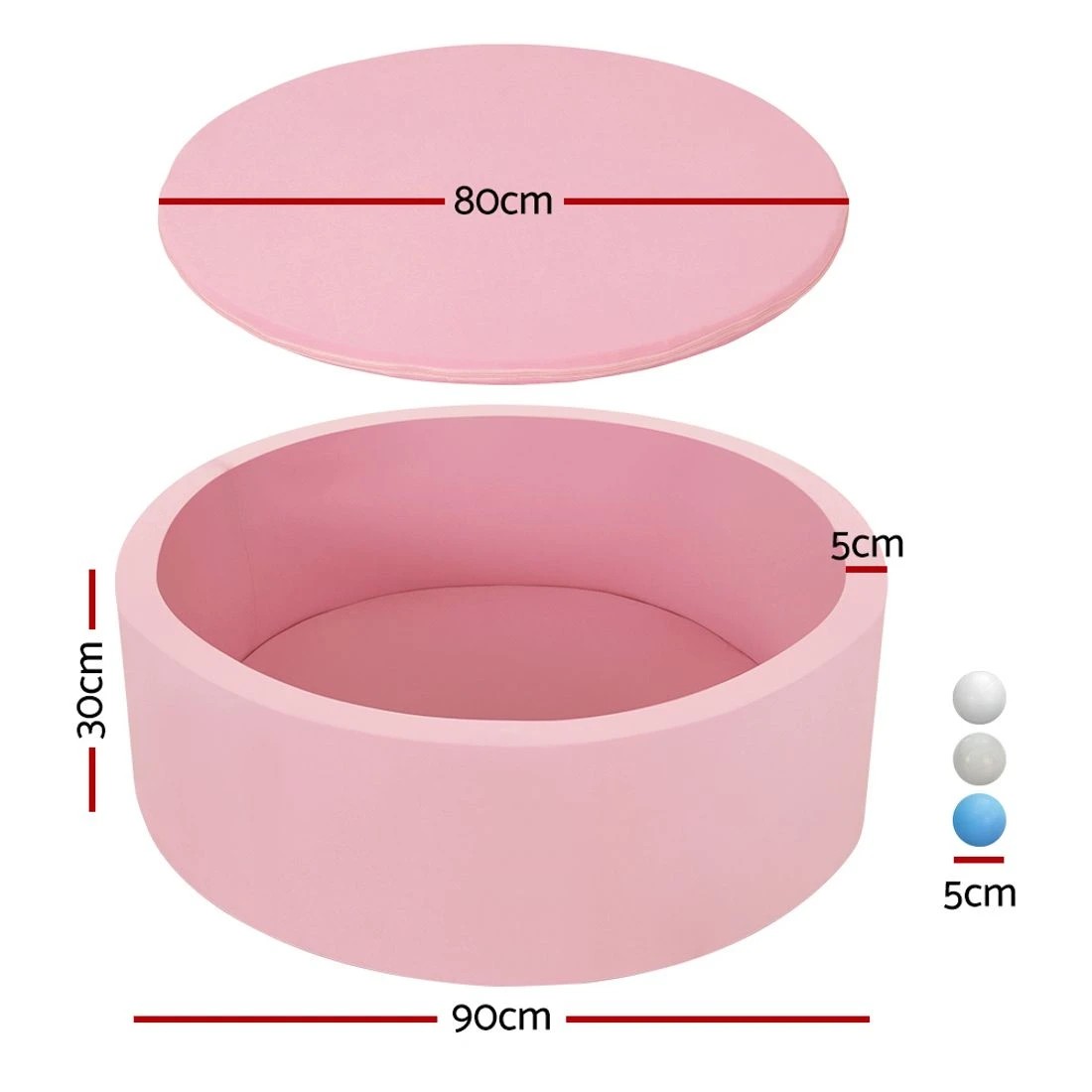 2 Keezi Kids Ball Pit 90x30cm Ocean Foam Play Pool Barrier Toys Children - Pink, 2 of 5