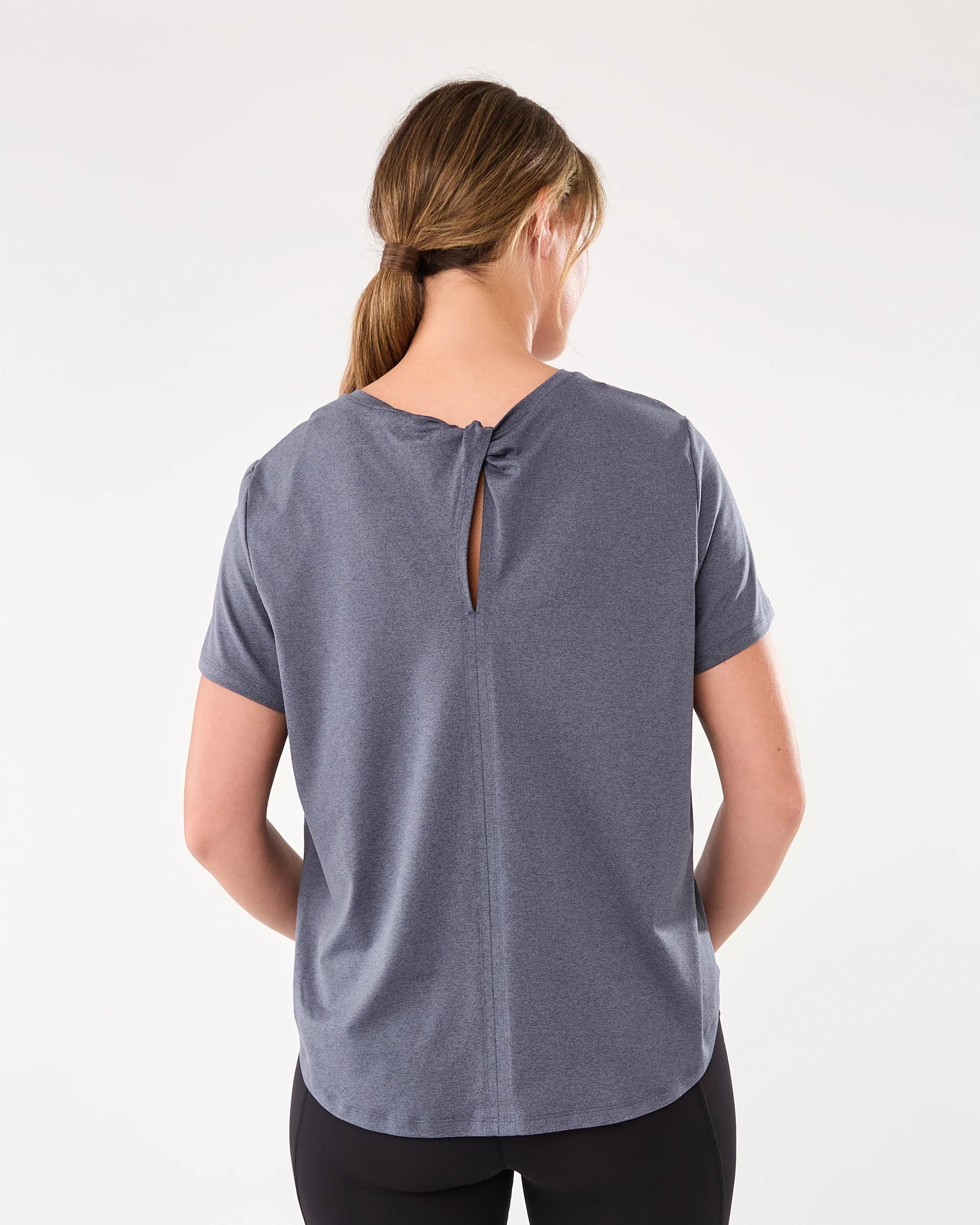 3 Active Womens Twist Back Studio T-shirt Wshed Navy, 3 of 7