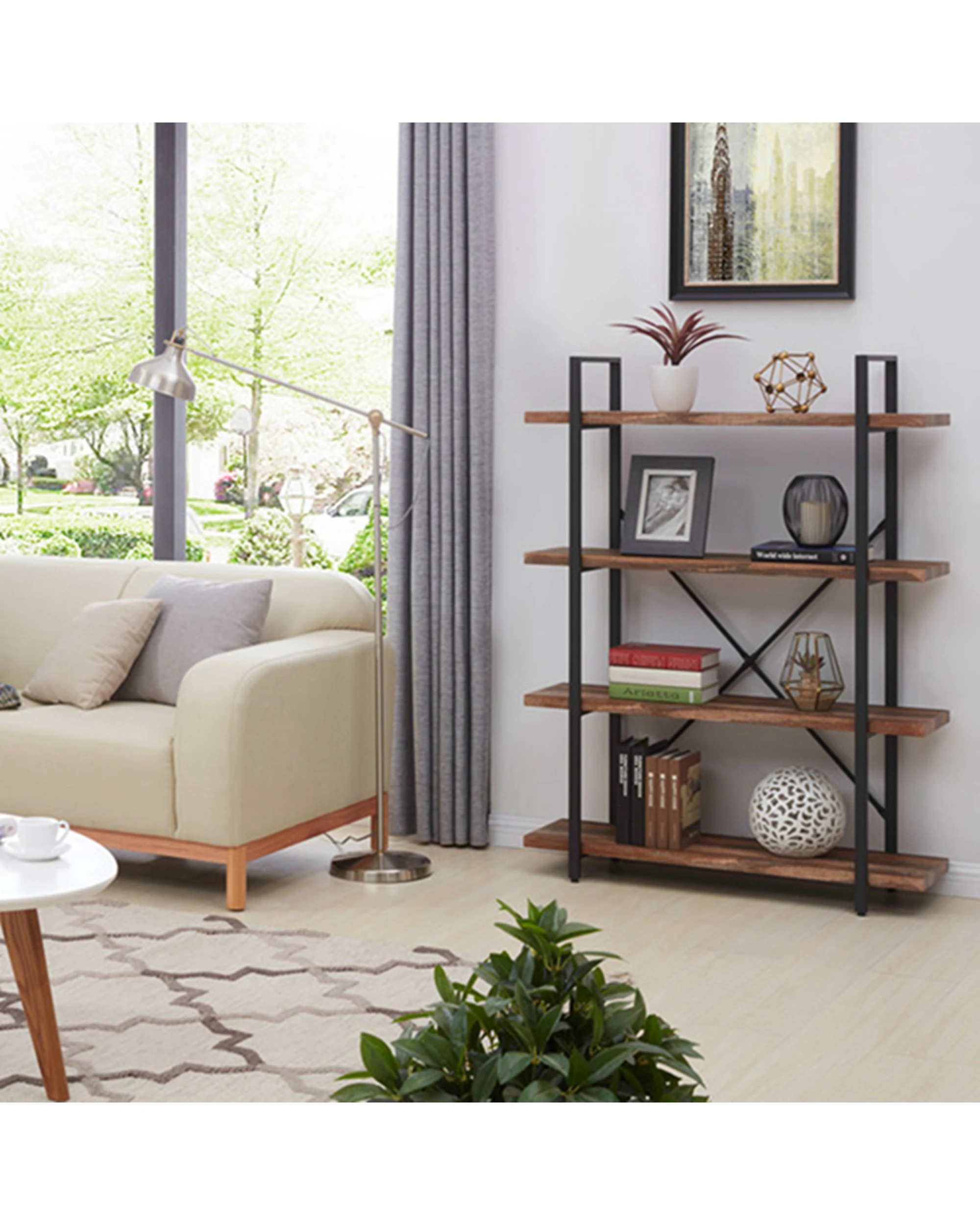 3 IHOMDEC 4 Tier Bookshelf - Brown, 3 of 6