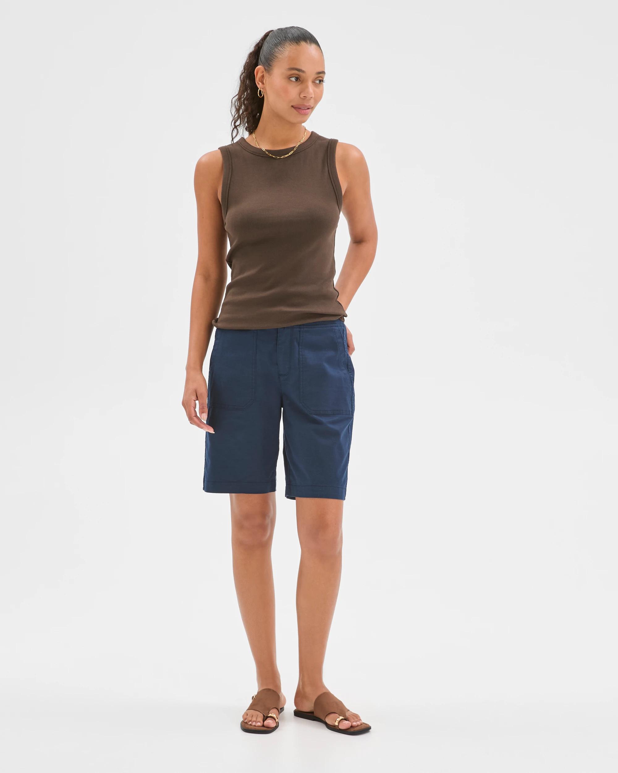 1 Target Woman Rib Waist Shorts NAVY, 1 of 6