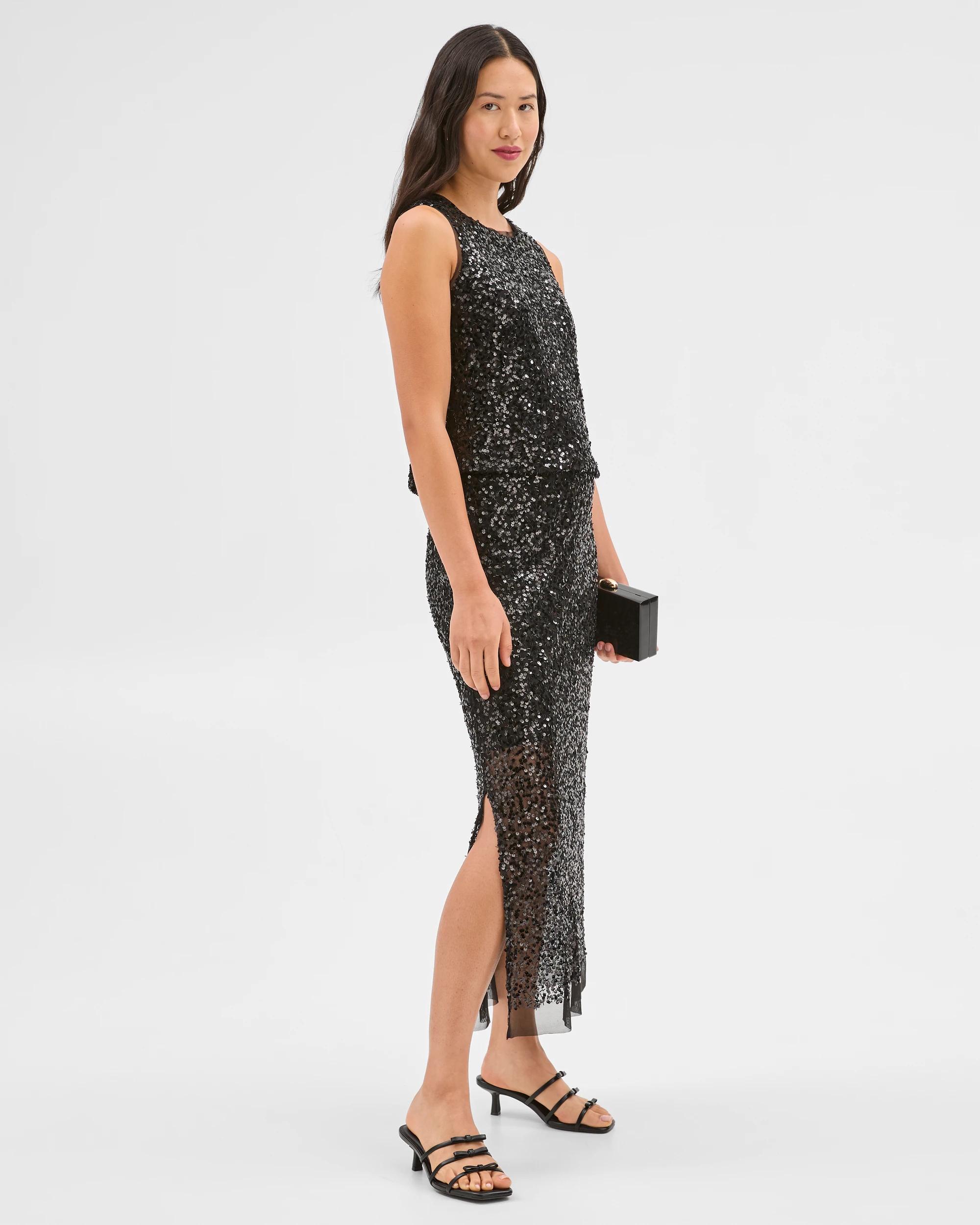 3 Sequin Pencil Skirt - Preview BLACK, 3 of 5