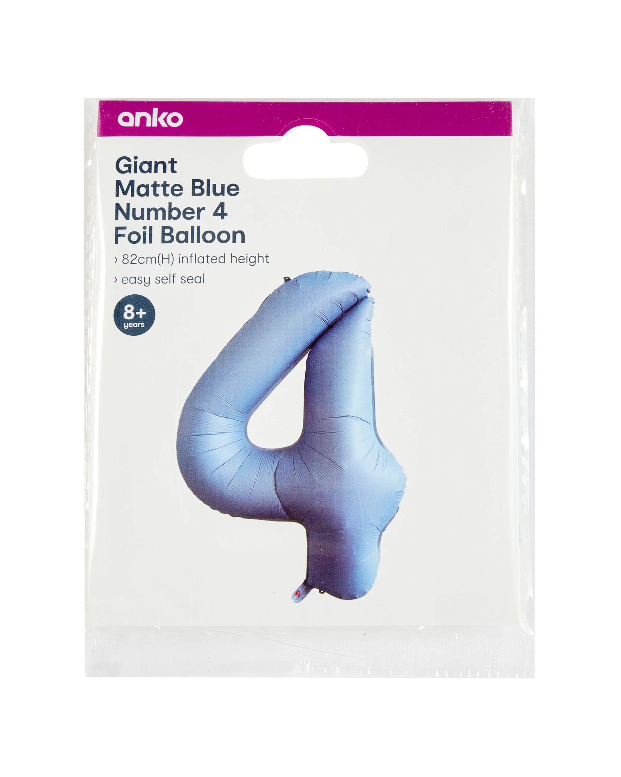 5 Giant Matte Blue Number 4 Foil Balloon, 5 of 5