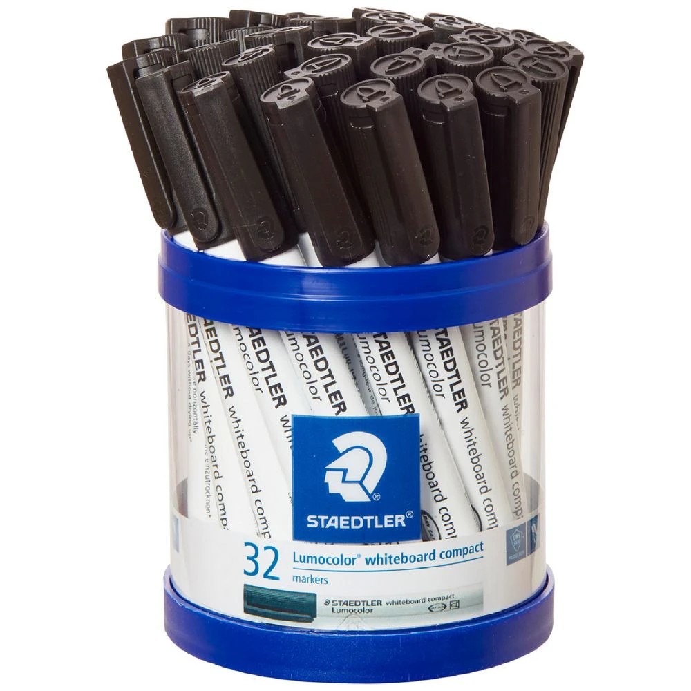 1 Staedtler Lumocolor Compact Whiteboard  Markers Black 32 Pack, 1 of 1