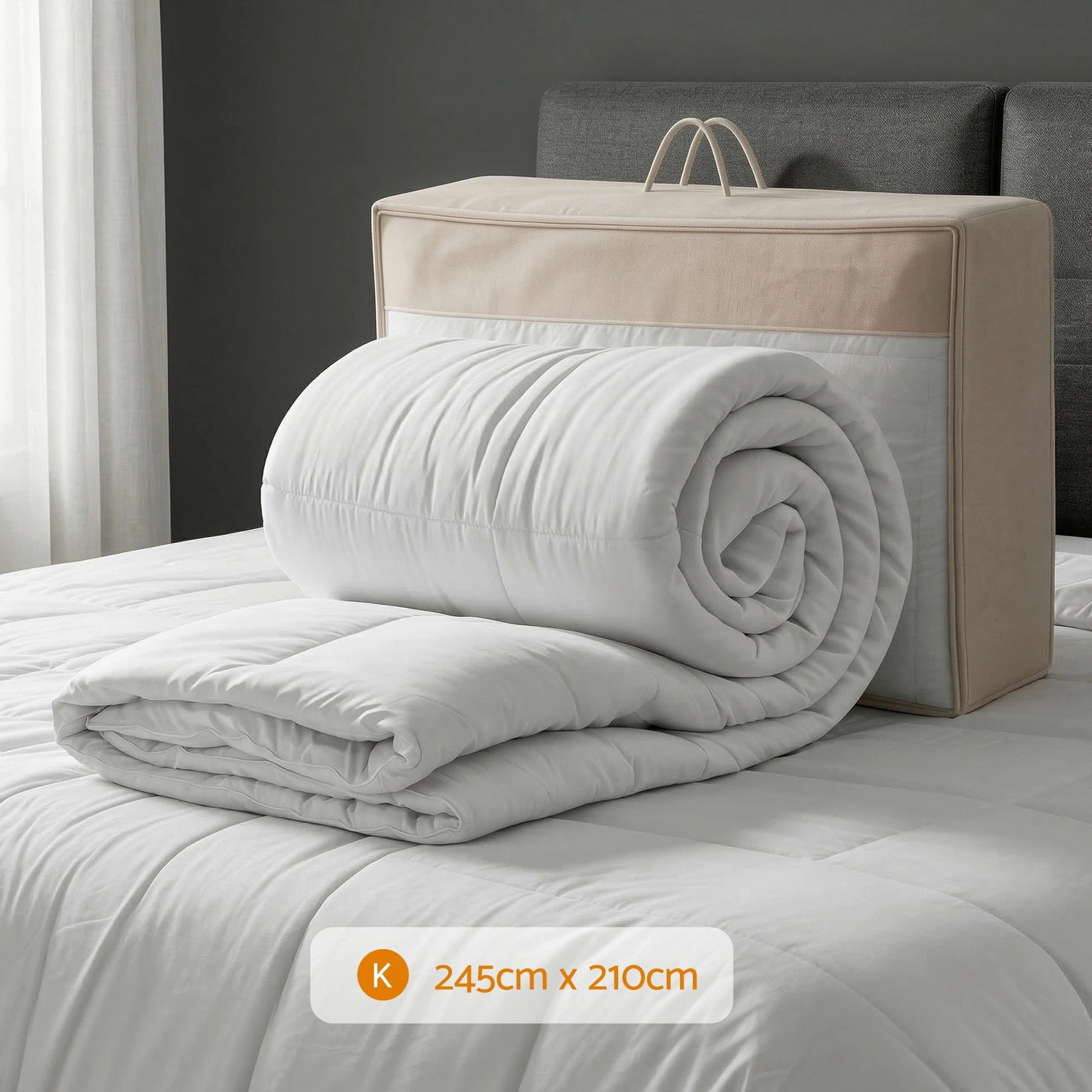 2 Giselle 500GSM Wool Quilt Winter Doona King - White, 2 of 4