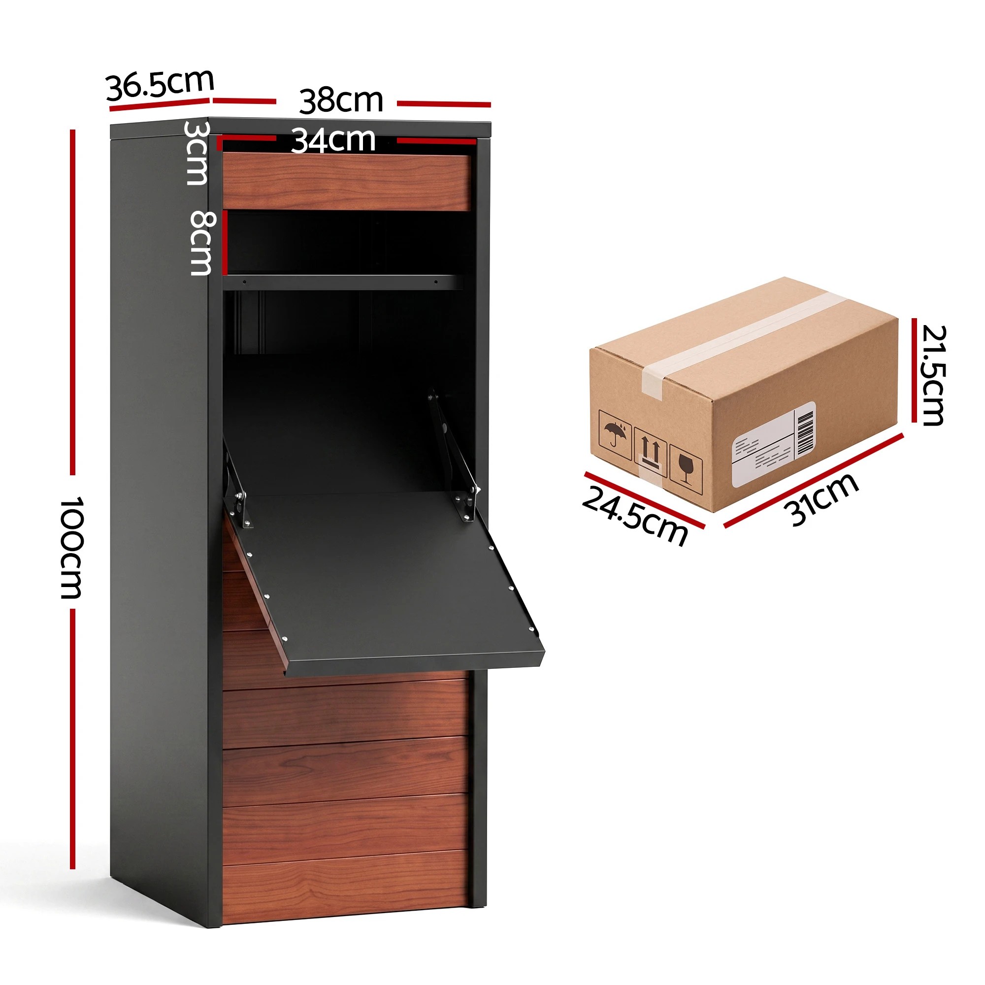 2 Gardeon Parcel Letterbox Drop Box Package with Lock - Natural, 2 of 8