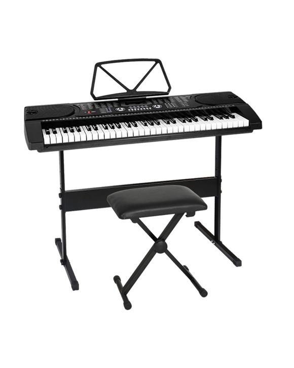 Alpha 61 Keys Electronic Piano Keyboard Digital Electric w/ Stand Stool - Black