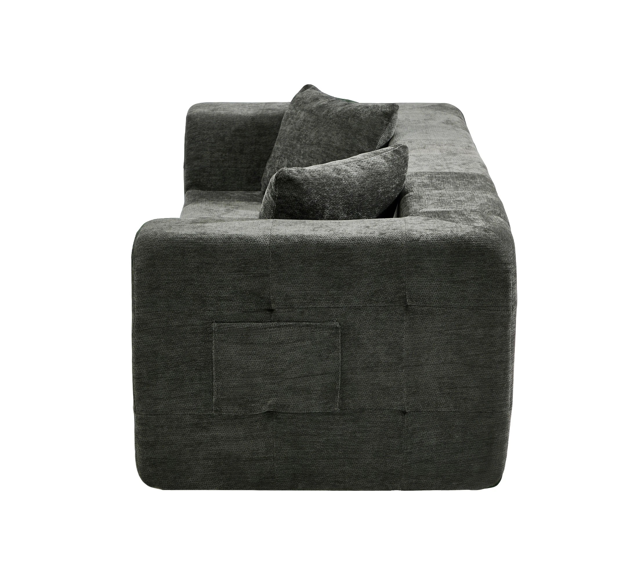 5 Oikiture Compressed Sofa in a Box Button Tufting Chenille - Grey, 5 of 5