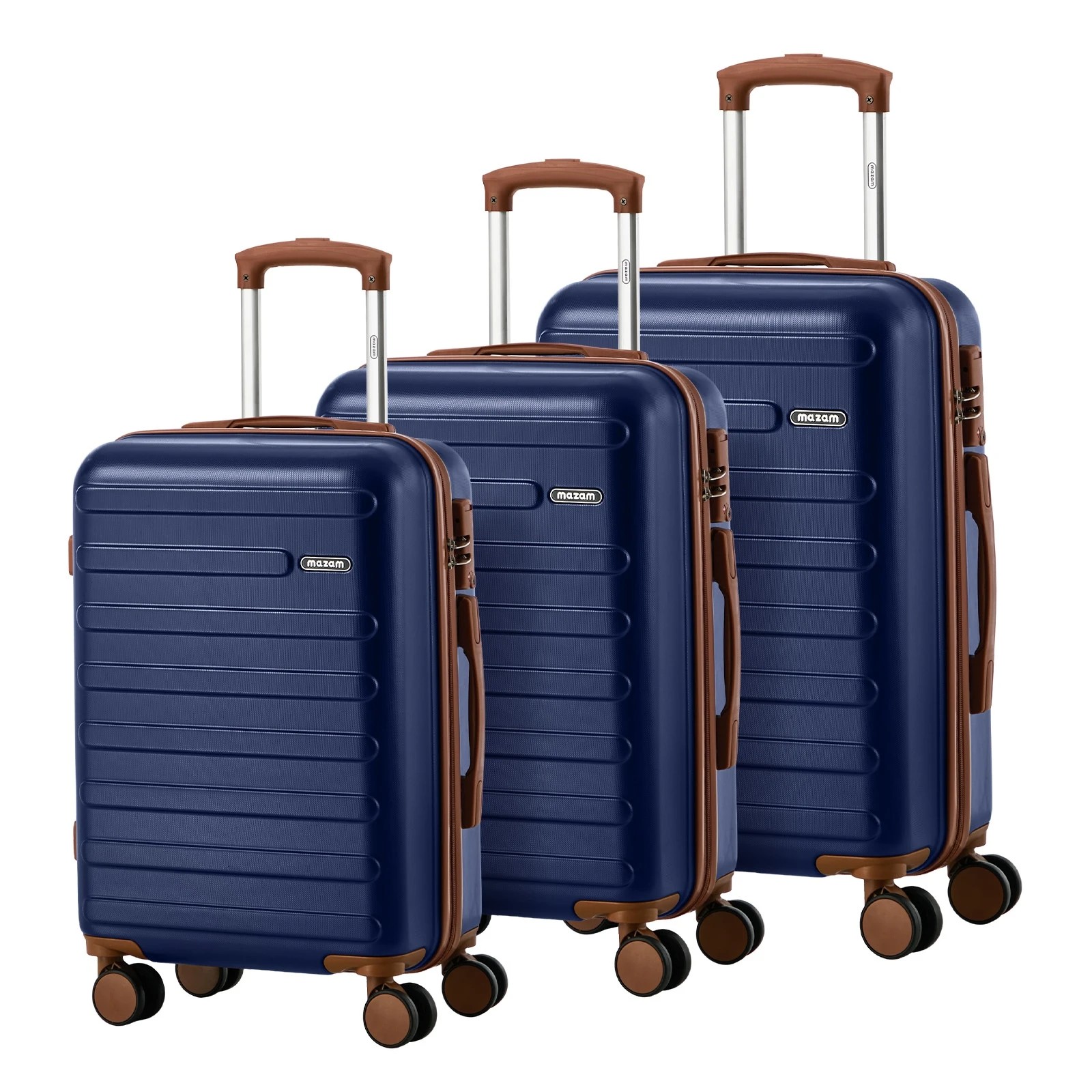 1 Mazam 3PCS Luggage Suitcase Trolley Set TSA Lock Hard Shell Case - Blue, 1 of 10