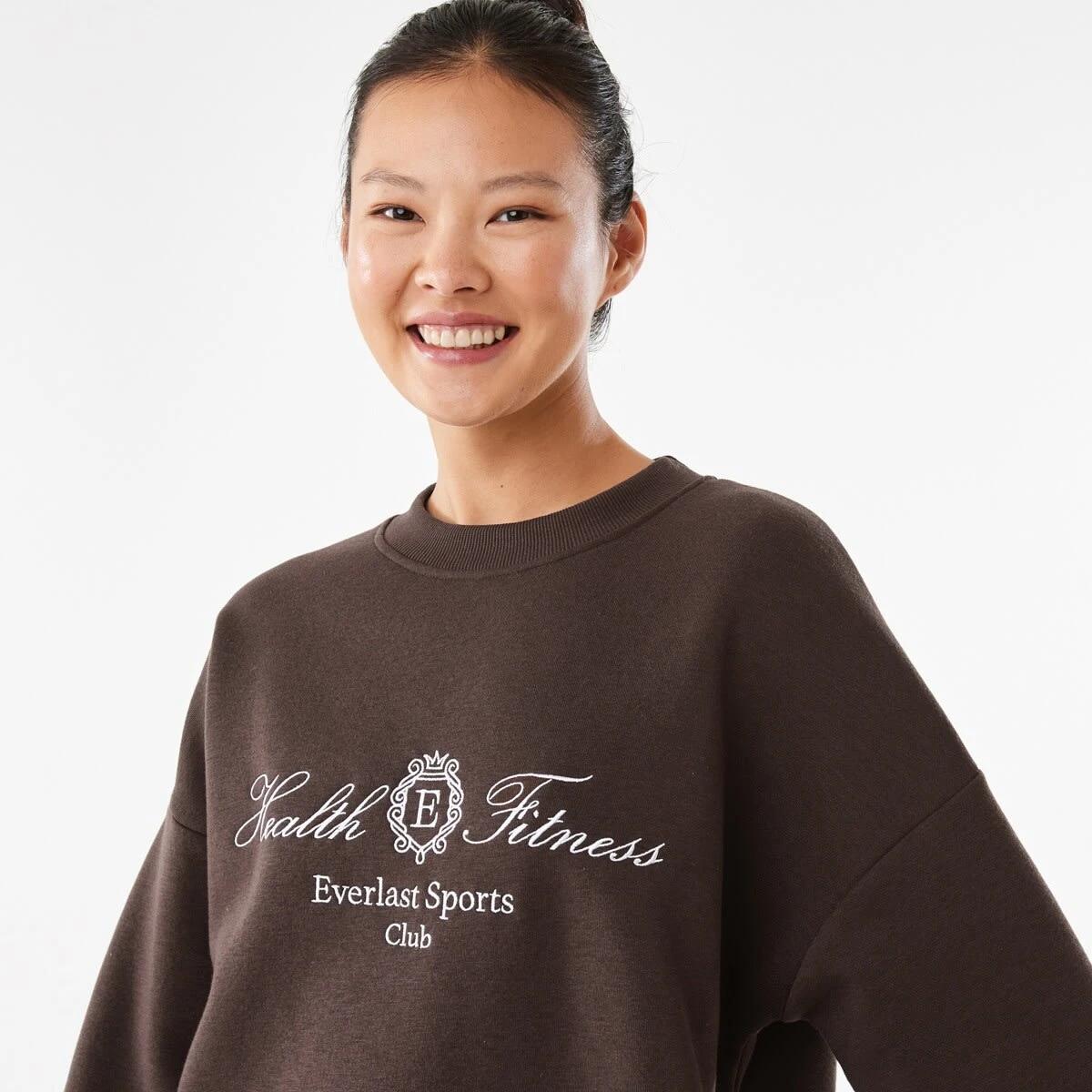 5 Everlast Womens Street Oversized Crew Sweatshirt Coffee, 5 of 6