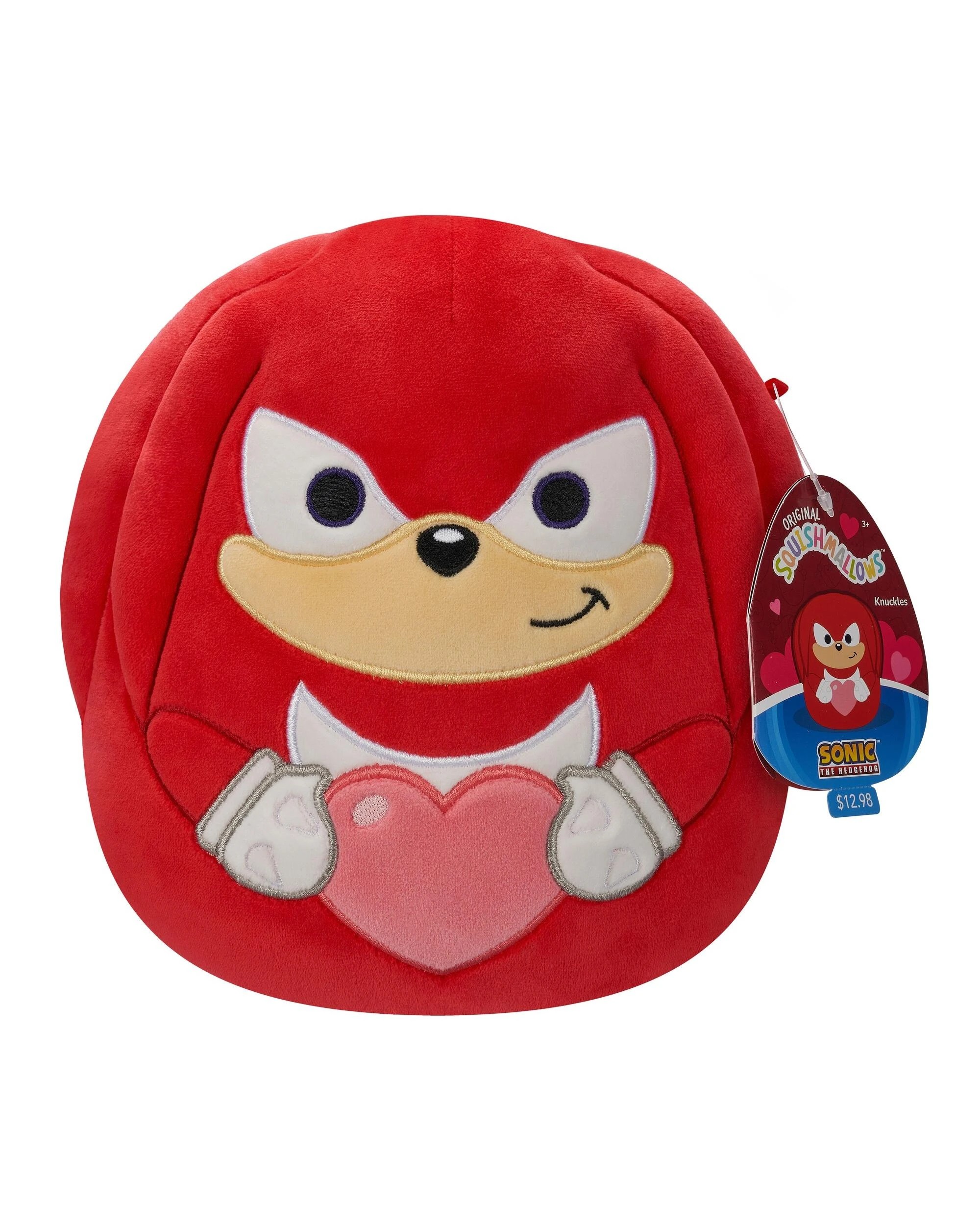 1 Squishmallows Valentines Sonic the Hedgehog Knuckles Holding 8-Bit Heart 8 inch Plush, 1 of 6