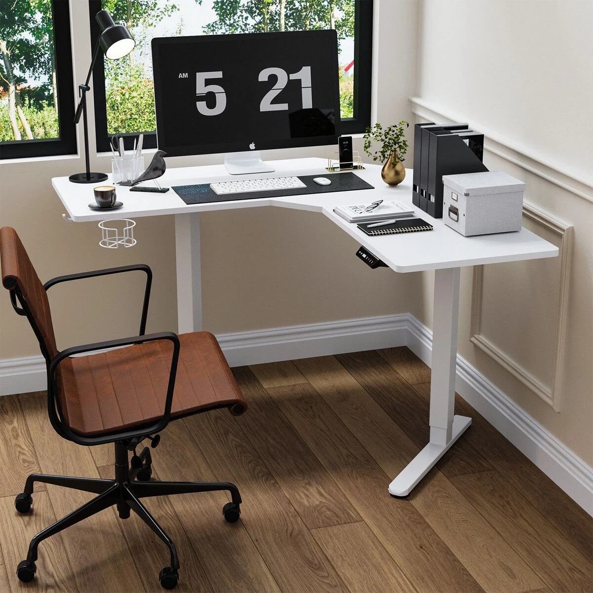 2 Ausway Corner Desk L Shaped Computer Office Gaming Study Table Height Adjustable, 2 of 6