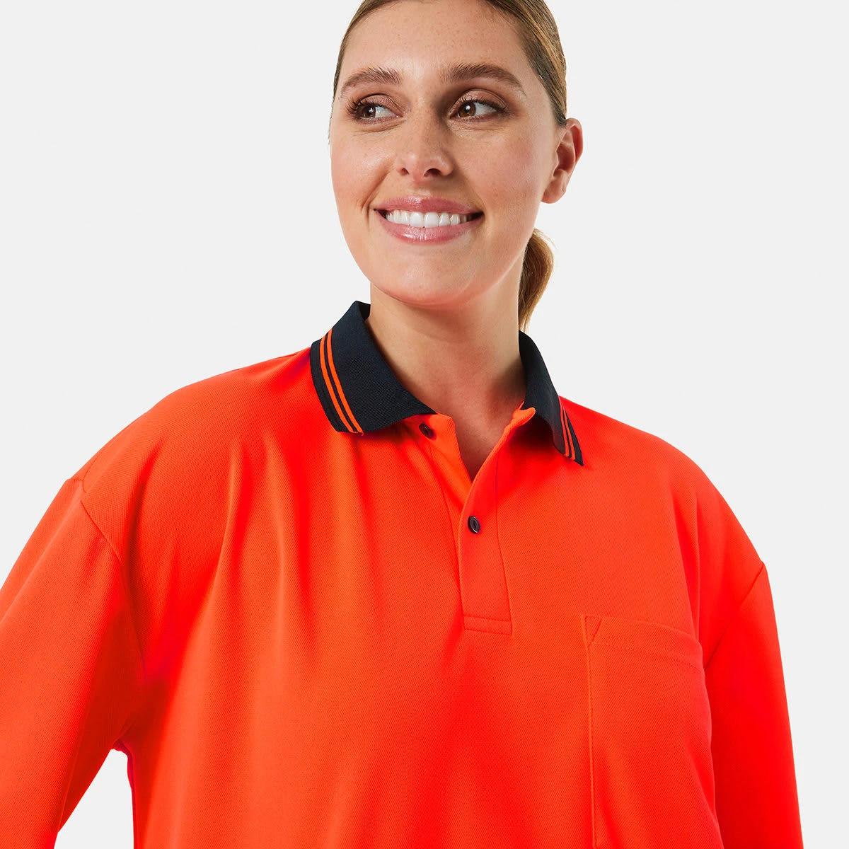 8 Hi-Visibility Long Sleeve Polo Shirt Orange, 8 of 10