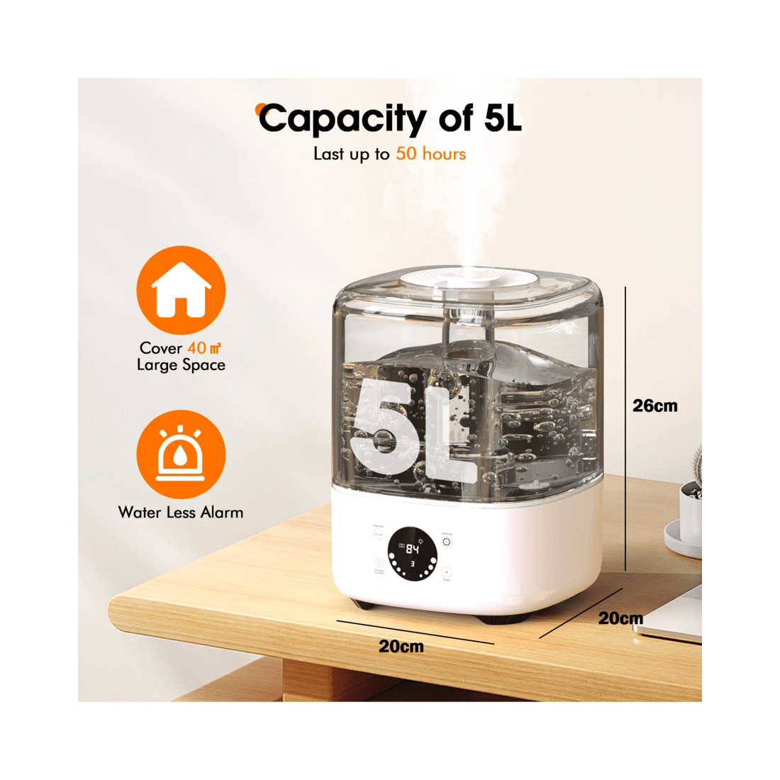 5 Advwin 5l Air Humidifier & Diffuser With Adjustable Humidity Control For Baby, Plants, Bedroom Large Room, 5 of 7