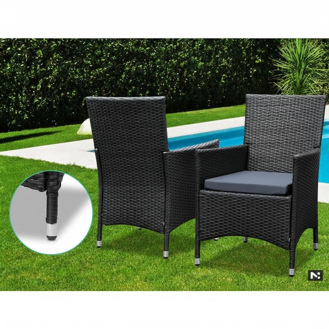 5 Gardeon Outdoor Dining Set 9 Piece Wicker Lounge Setting - Black, 5 of 7