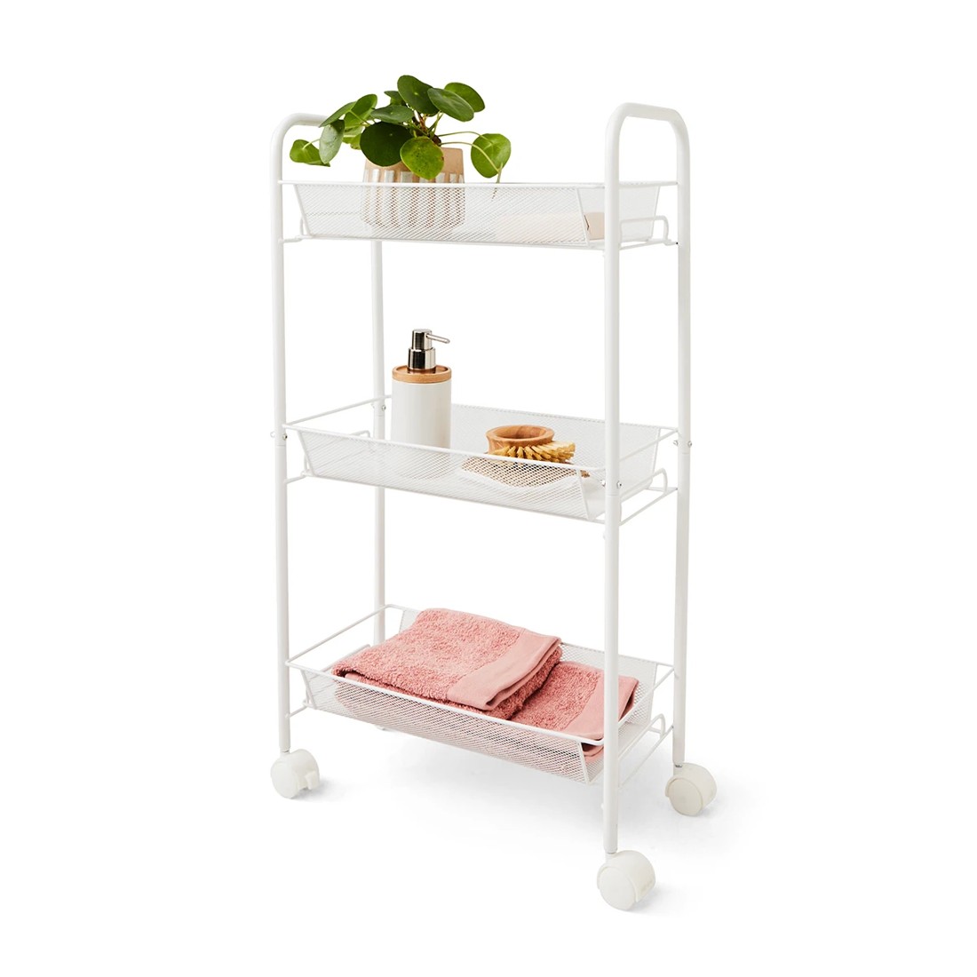 1 Slim Line Metal Trolley - White, 1 of 8