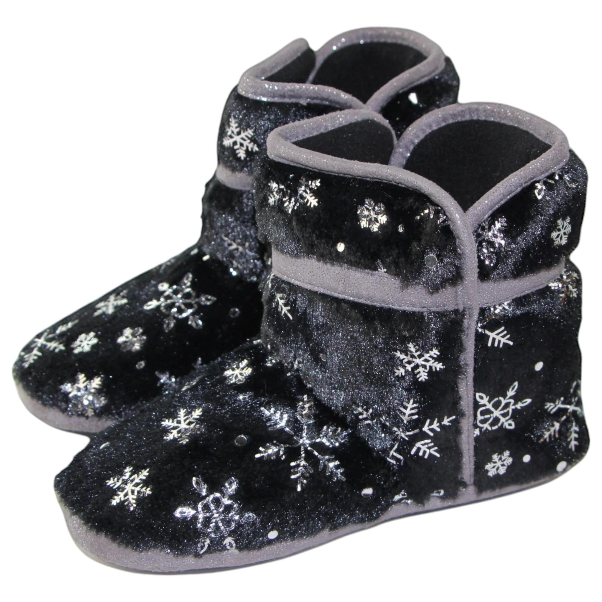 3 Bellissimo Womens Snow Boots Slippers Winter Shoes BLACK, 3 of 4