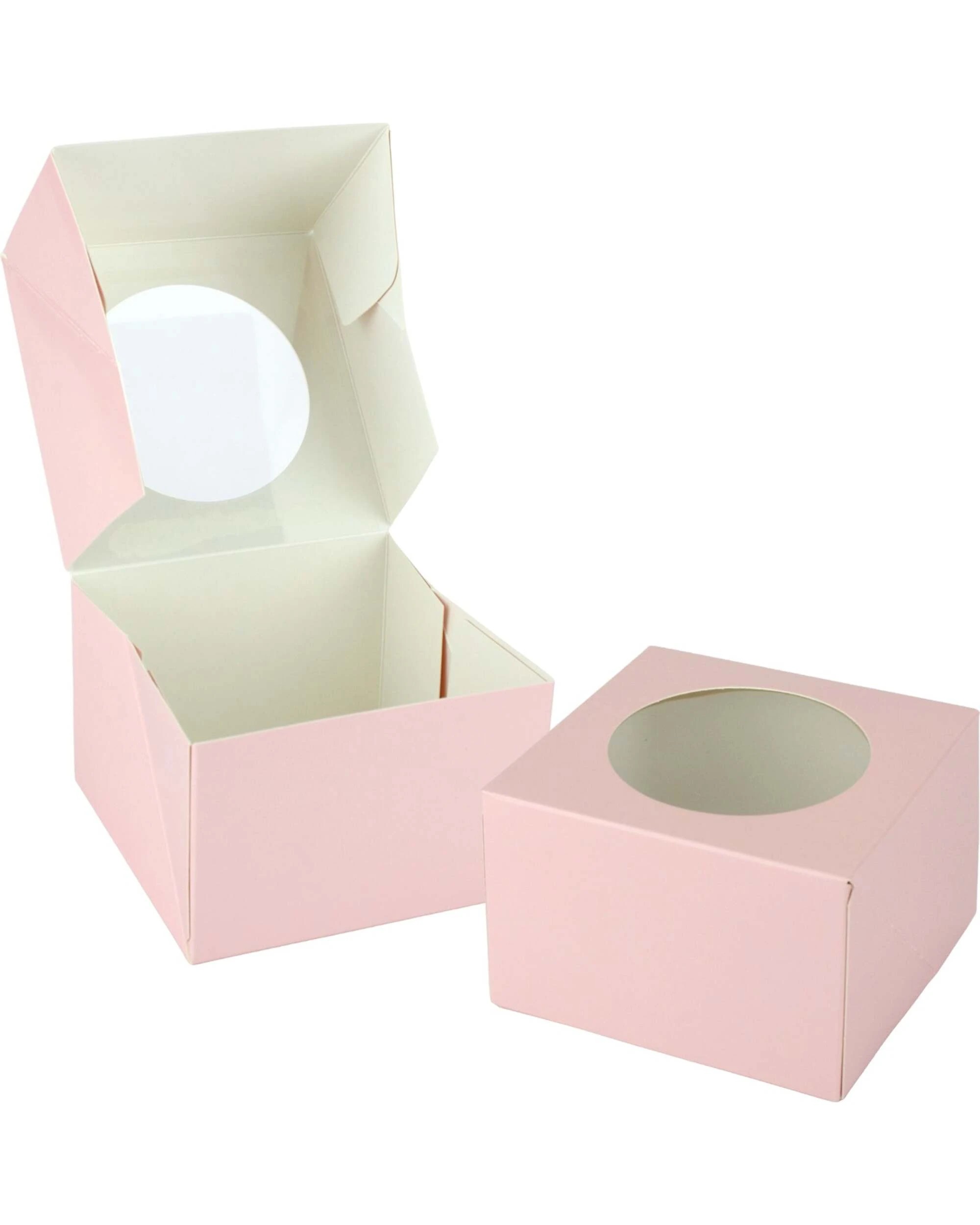 1 Shmick Light Donut Boxes with Window 10cm Pack of 4 - Pink, 1 of 3