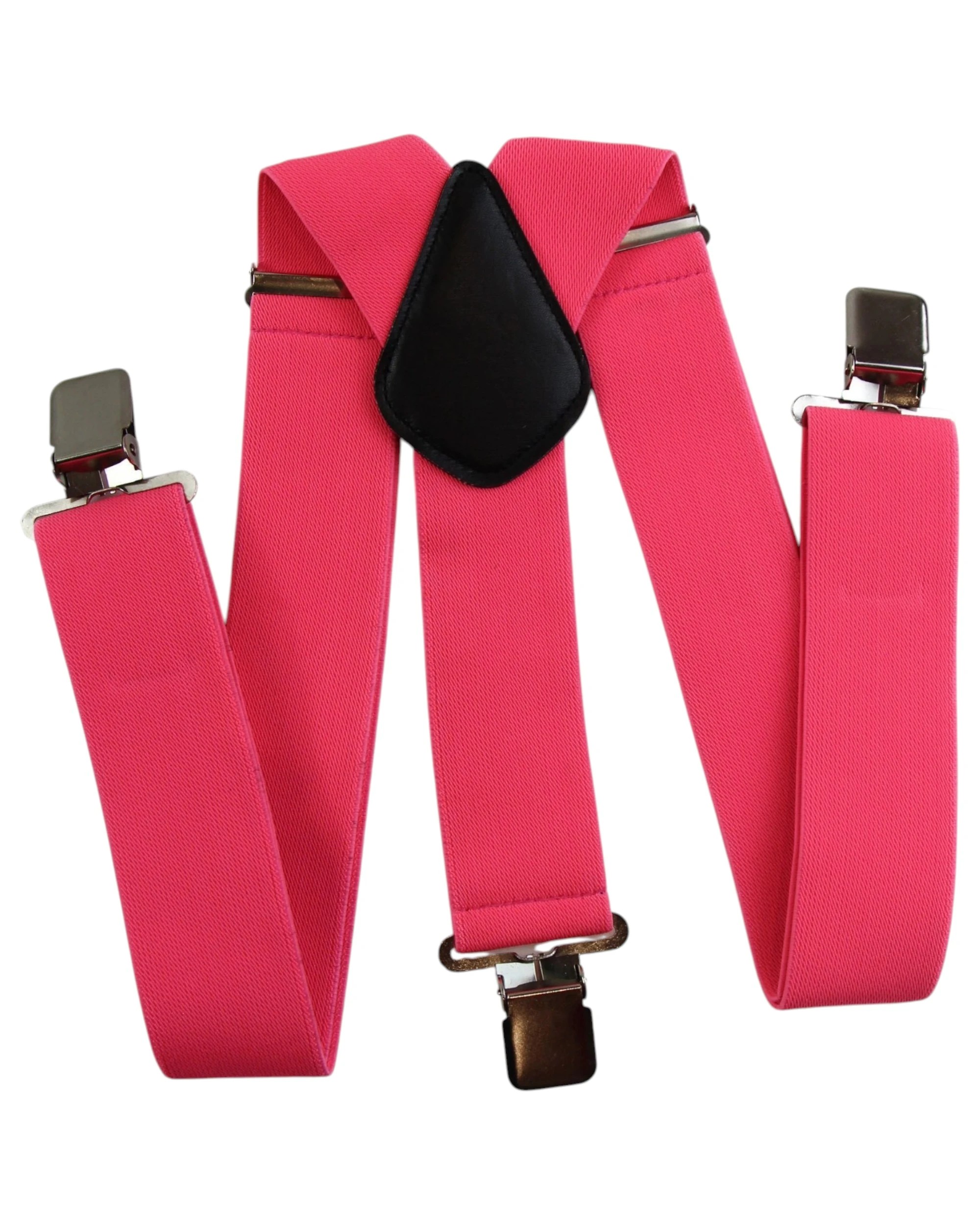 1 Zasel Mens Extra Wide Heavy Duty Adjustable 120cm Fluro Pink Suspenders, 1 of 3