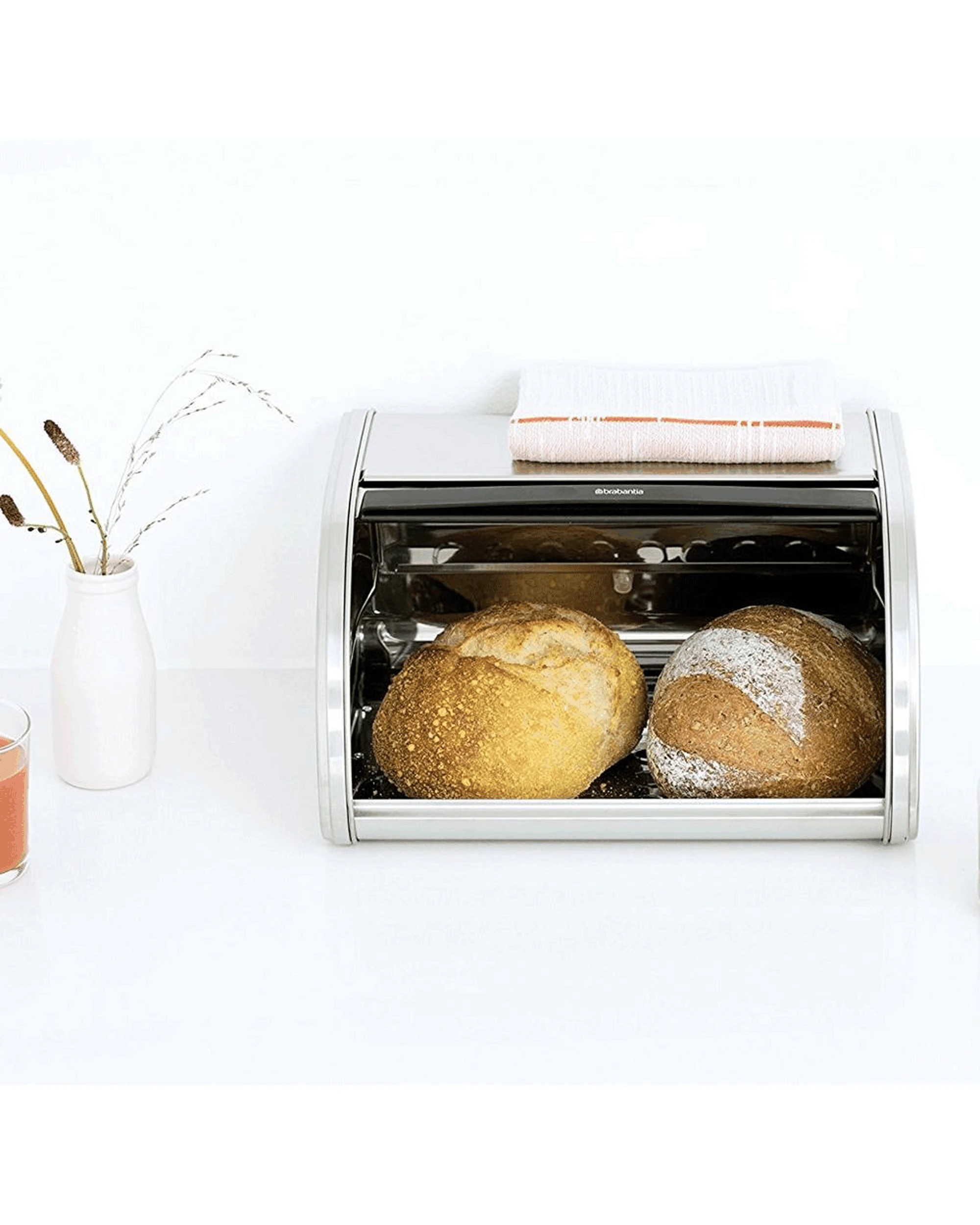 4 Brabantia Medium Roll Top Bread Bin Kitchen Bread Box Food Storage   Matte Steel, 4 of 4